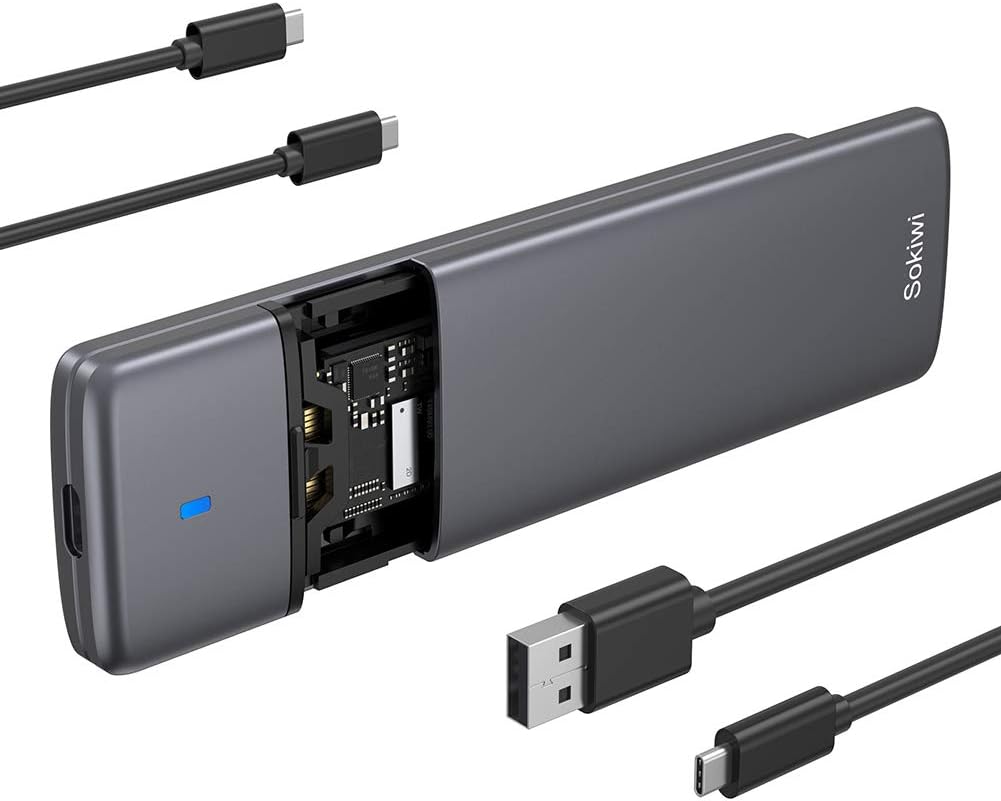 M.2 NVMe SATA SSD Enclosure Adapter Tool-Free, USB 3.2 Gen2 10Gbps External NVMe...