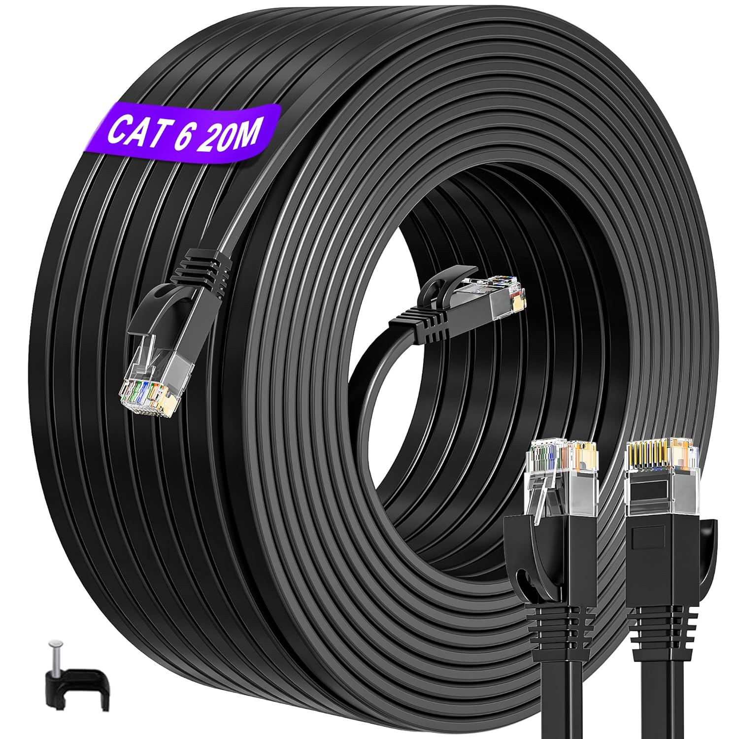 Cat 6 Ethernet Cable 20m, Reliable Flat Long Ether...