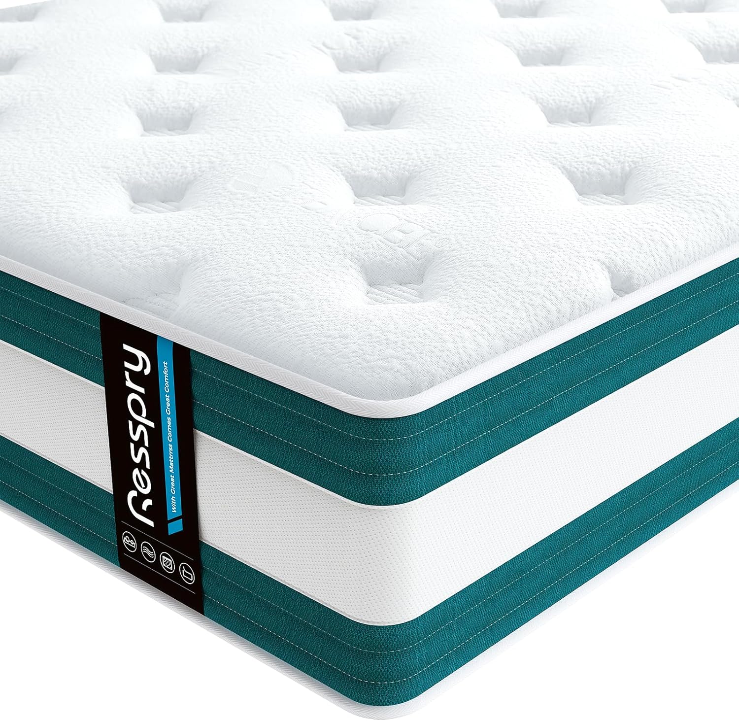 Resspry Double Mattresses,28cm Memory Foam Mattress 4FT6 with Independent Pocket...