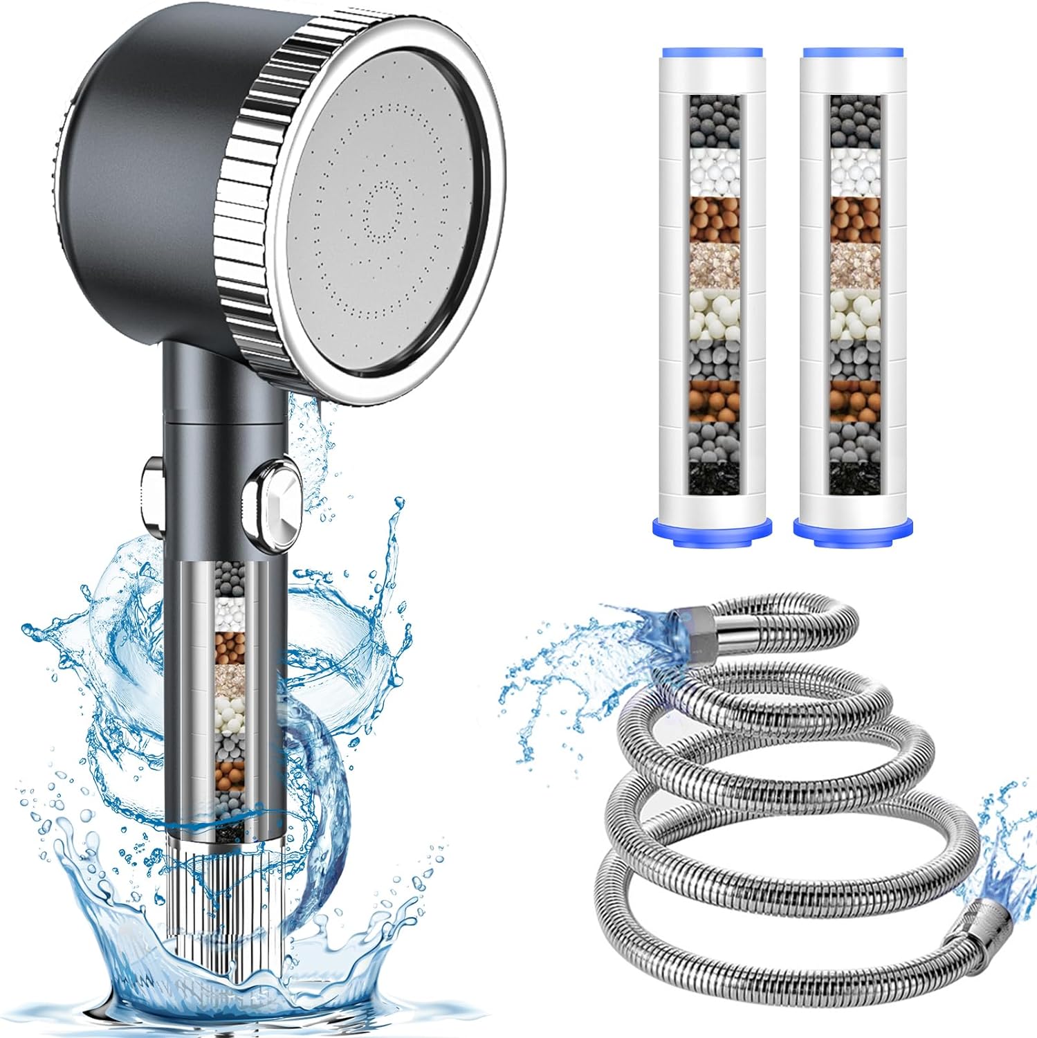 BoriYa Shower Head, Special Filter Shower Head and Hose 2m, Innovative High Pres...