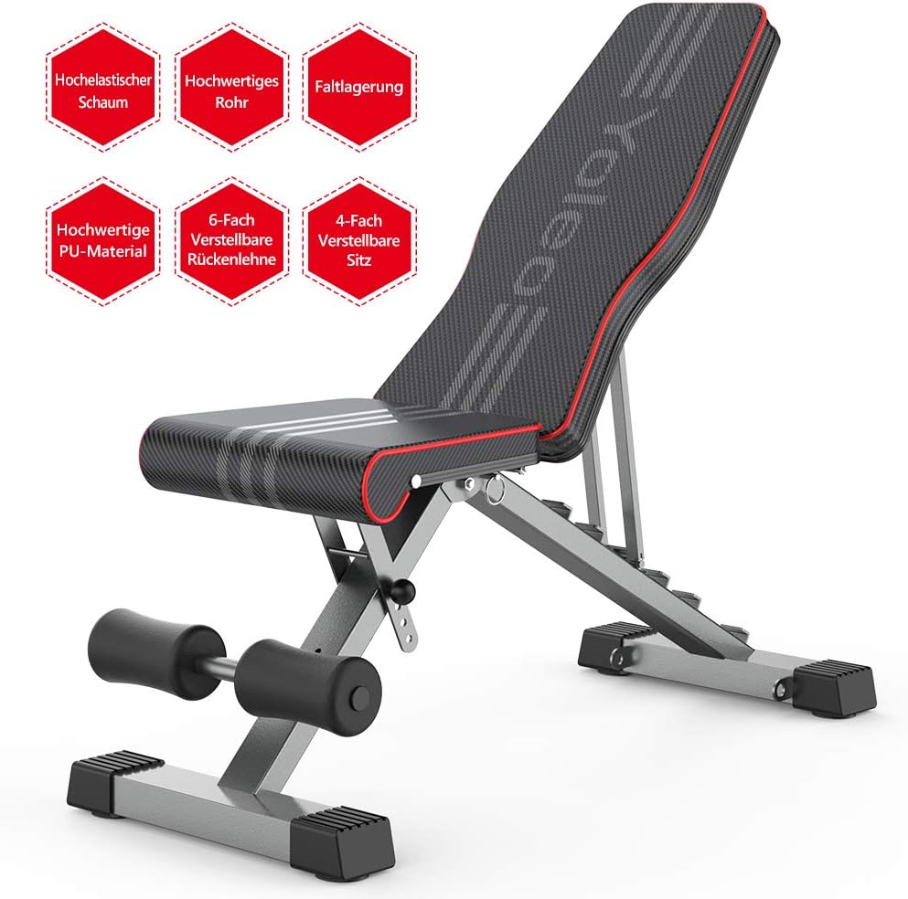 YOLEO Folding Weight Bench, Multifunctional Training Fitness Bench, Abdominal Tr...