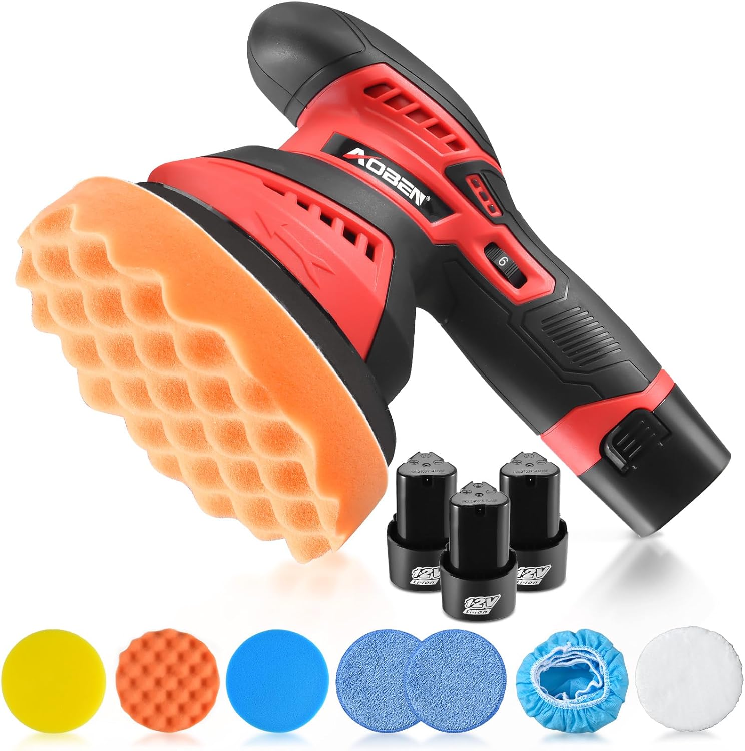 AOBEN Cordless Buffer Polisher,3 X 2000mAh Batteries,Car Polisher Kit with 6 Var...