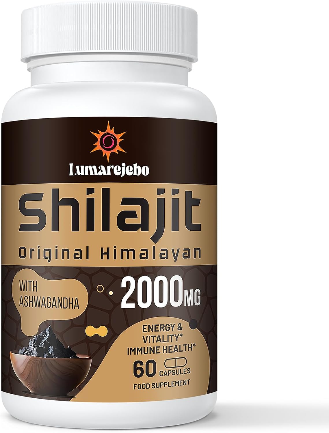 Lumarejebo Shilajit Capsules 2000MG per Serving, Pure Shilajit Capsules with Ash...