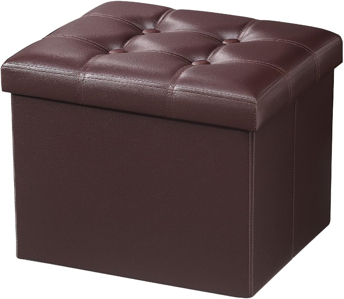Special AmasSmile® Storage Ottoman Folding Foot Rest Stool, High-Quality Leather...