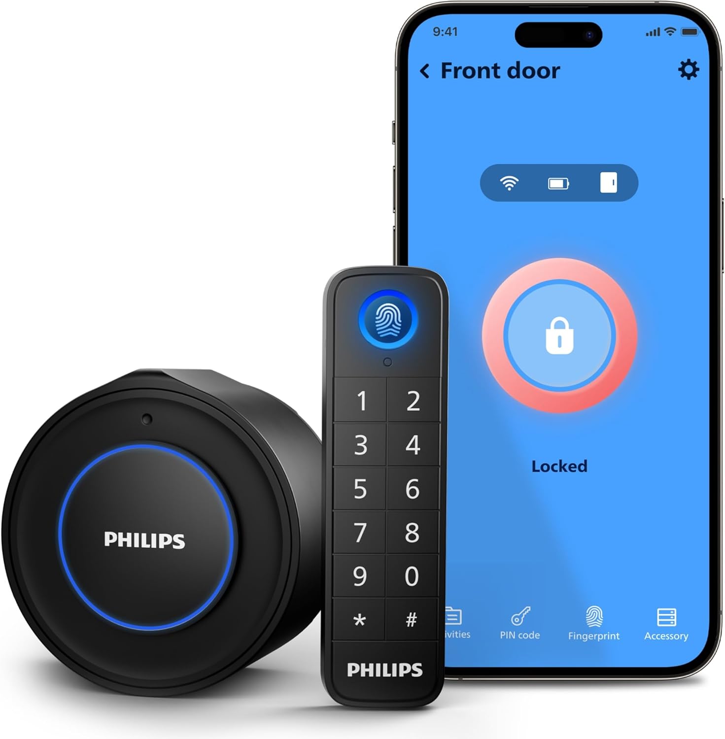 Philips WiFi Smart Lock with Fingerprint Keypad, Turn Your Existing Deadbolt int...