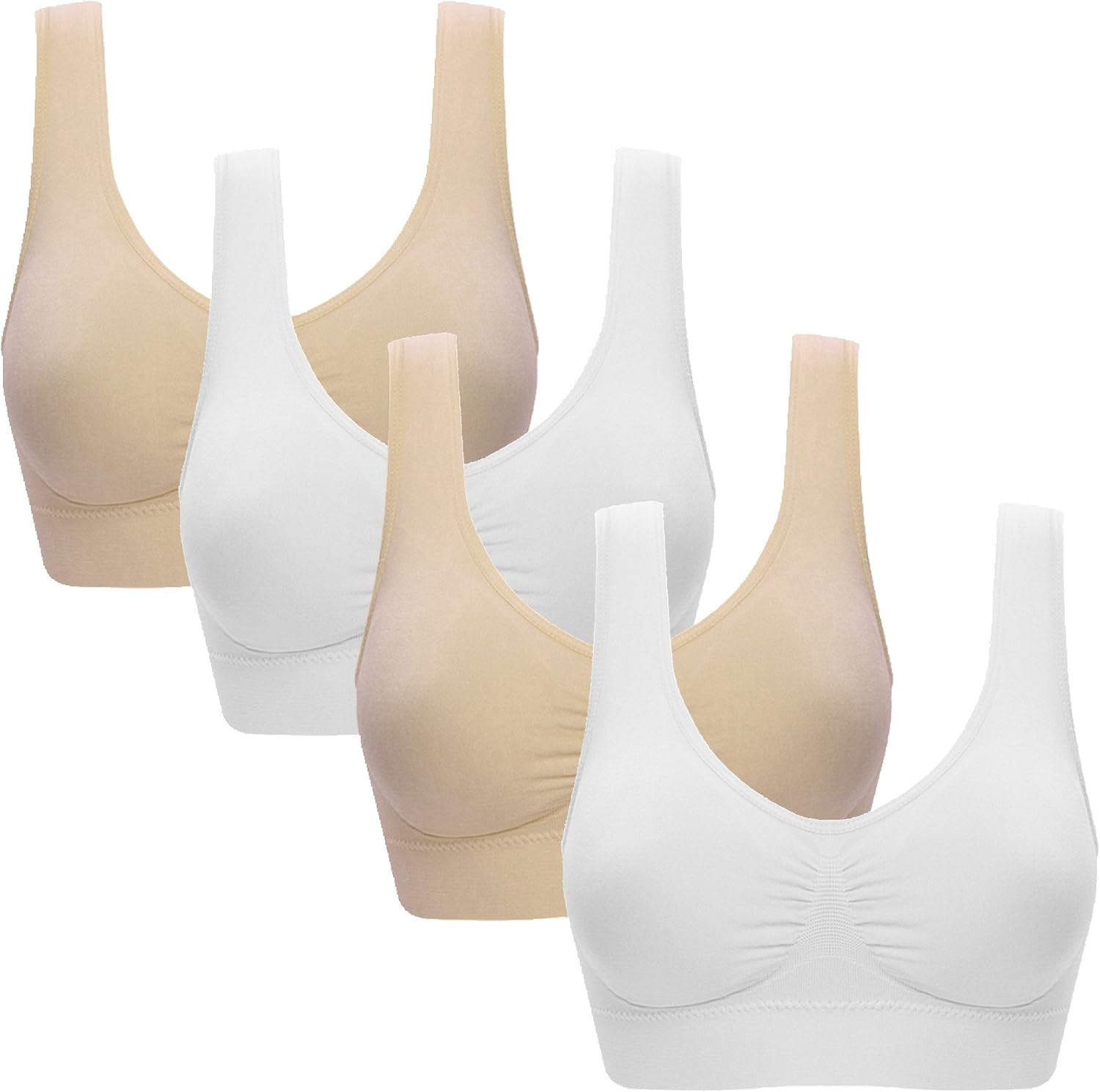 Vermilion Bird Women's 3 Pack Seamless Comfortable Sports Bra with Removable Pad...