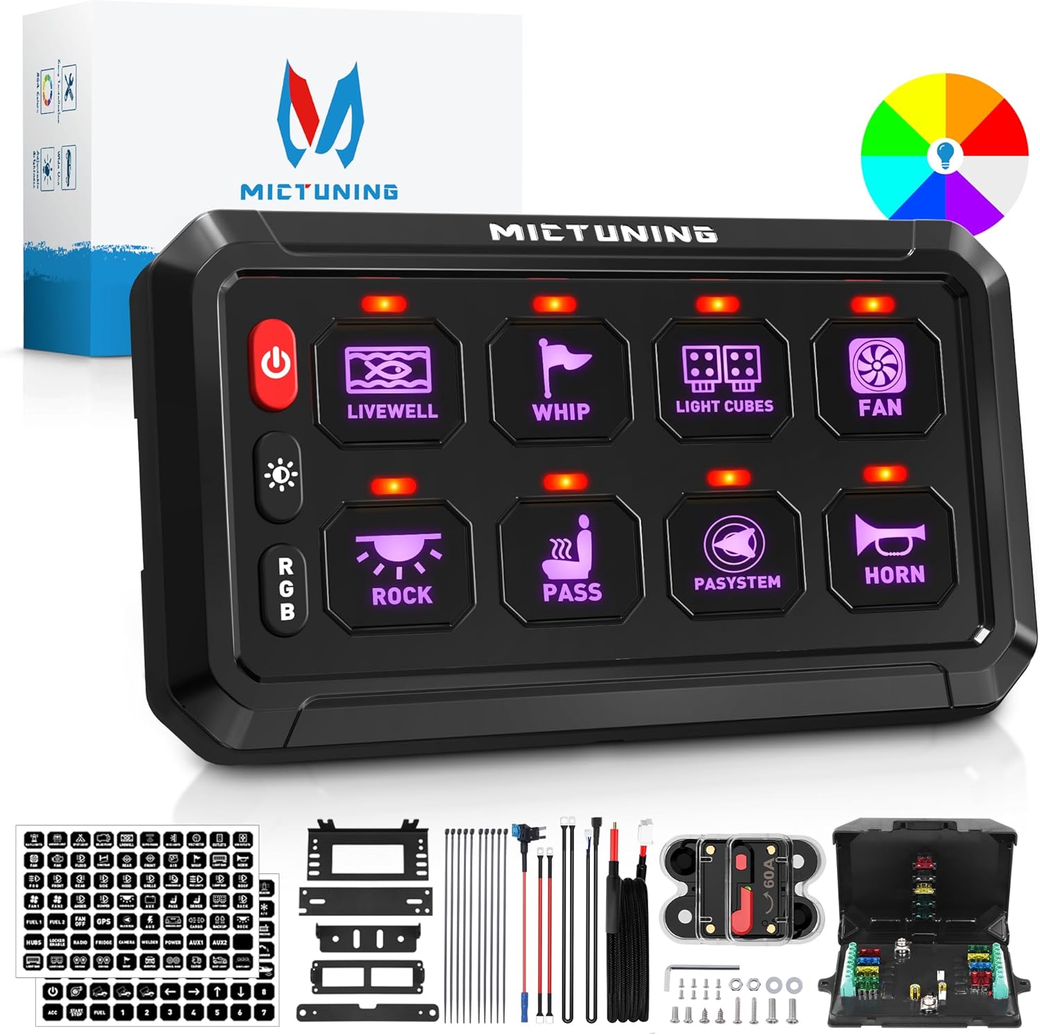 Quality MICTUNING P1s RGB 5 Inch 8 Gang Switch Panel, Innovative Multifunction T...