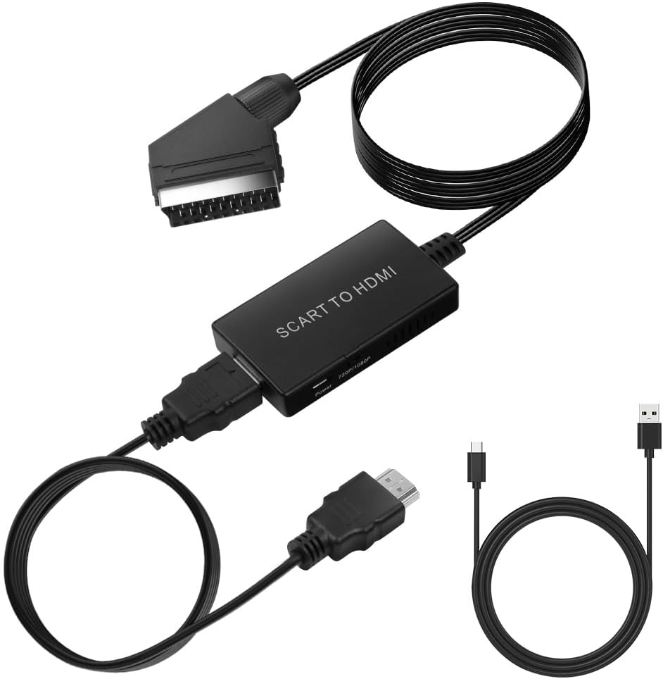 AXFEE Scart to HDMI Converter with Scart and HDMI Cables, Scart HDMI Adapter, HD...