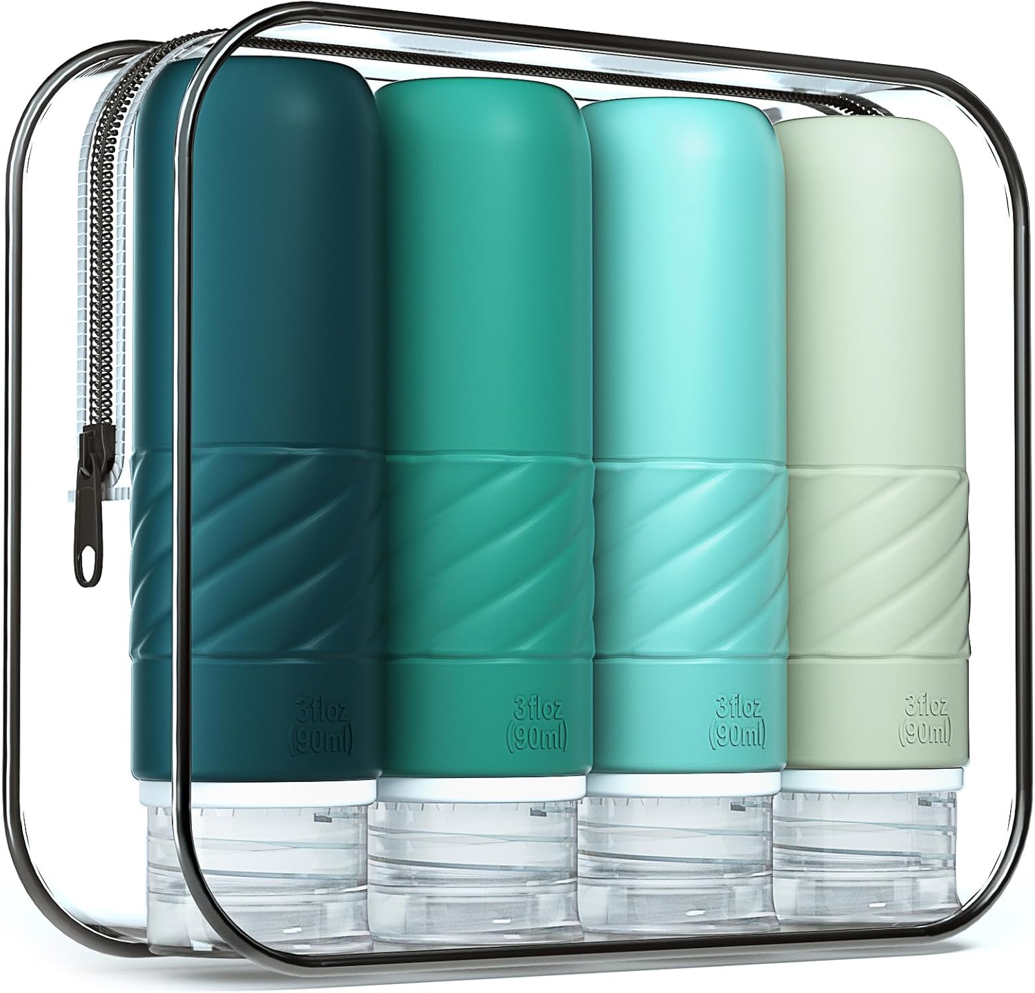Gemice Travel Bottles for Toiletries, CAA Approved 90ml Silicone Travel Bottles,...