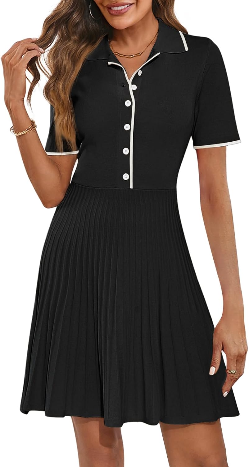MEROKEETY Women's Sweater Dress, Special Ribbed Knit Midi Dresses for Summer, In...