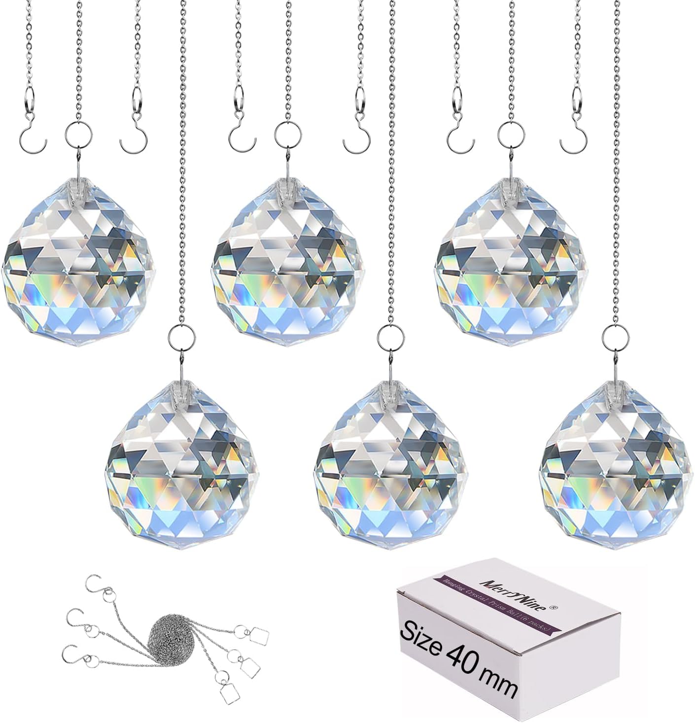 MerryNine Prism Balls Suncatcher for Ceiling Lighting Chandelier Hanging Decorat...