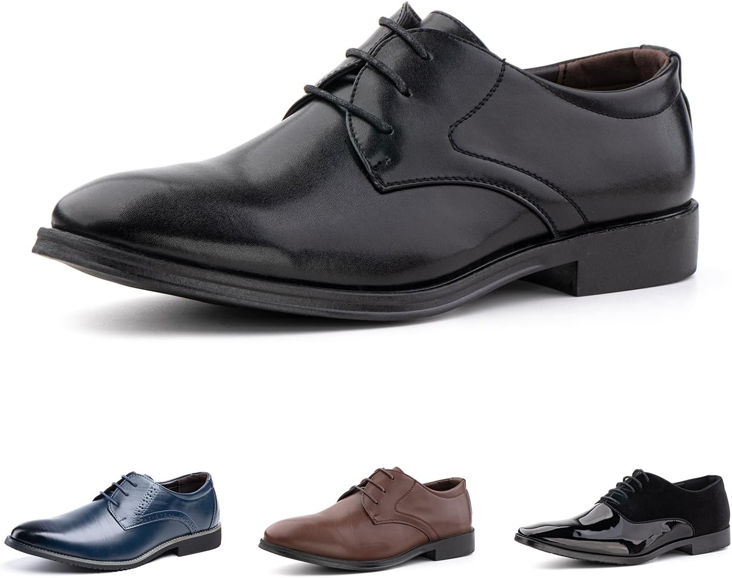 Hitmars Derby Shoes for Men Oxford Shoes Patent Leather Business Formal Dress Sh...
