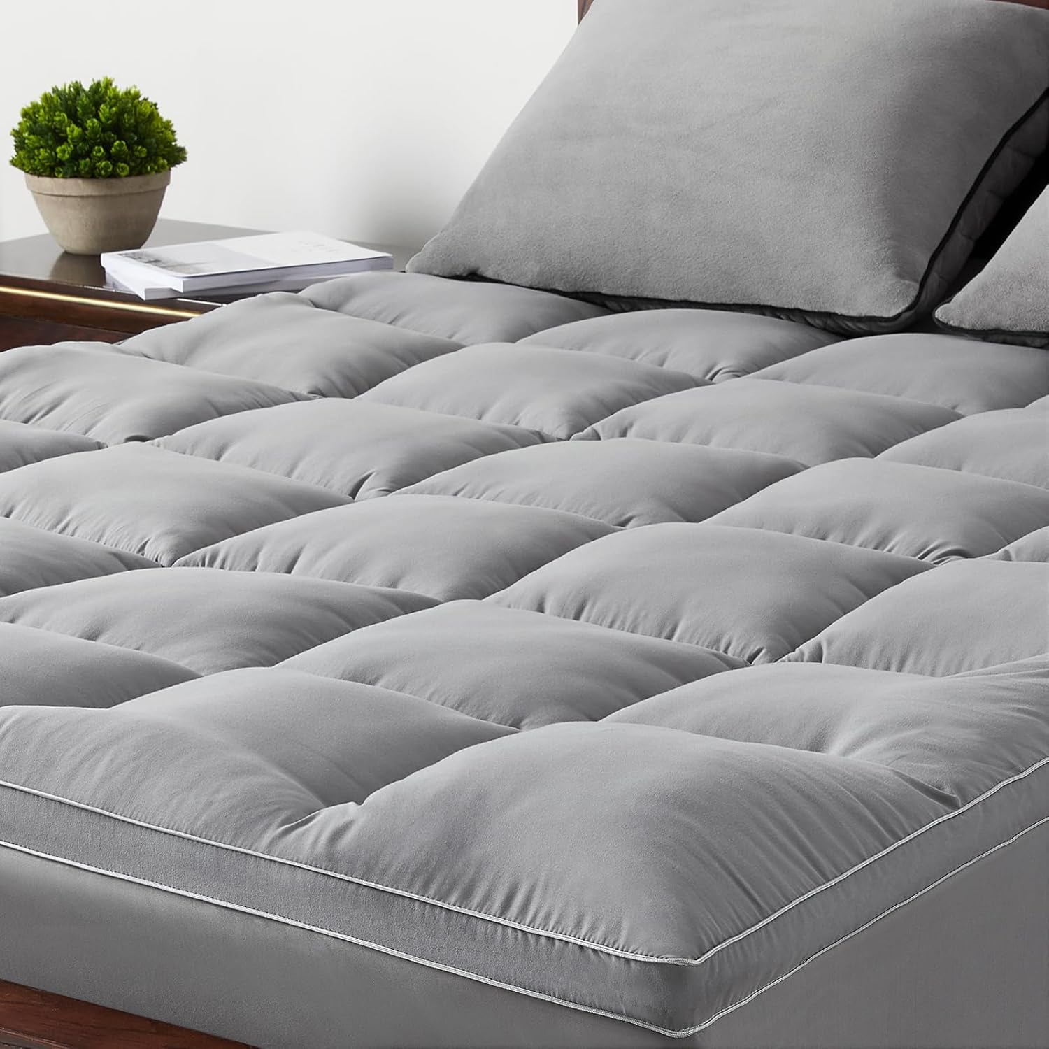 Mattress Topper Queen - Pillow Top Mattress Topper Pad Extra Thick Cover with De...