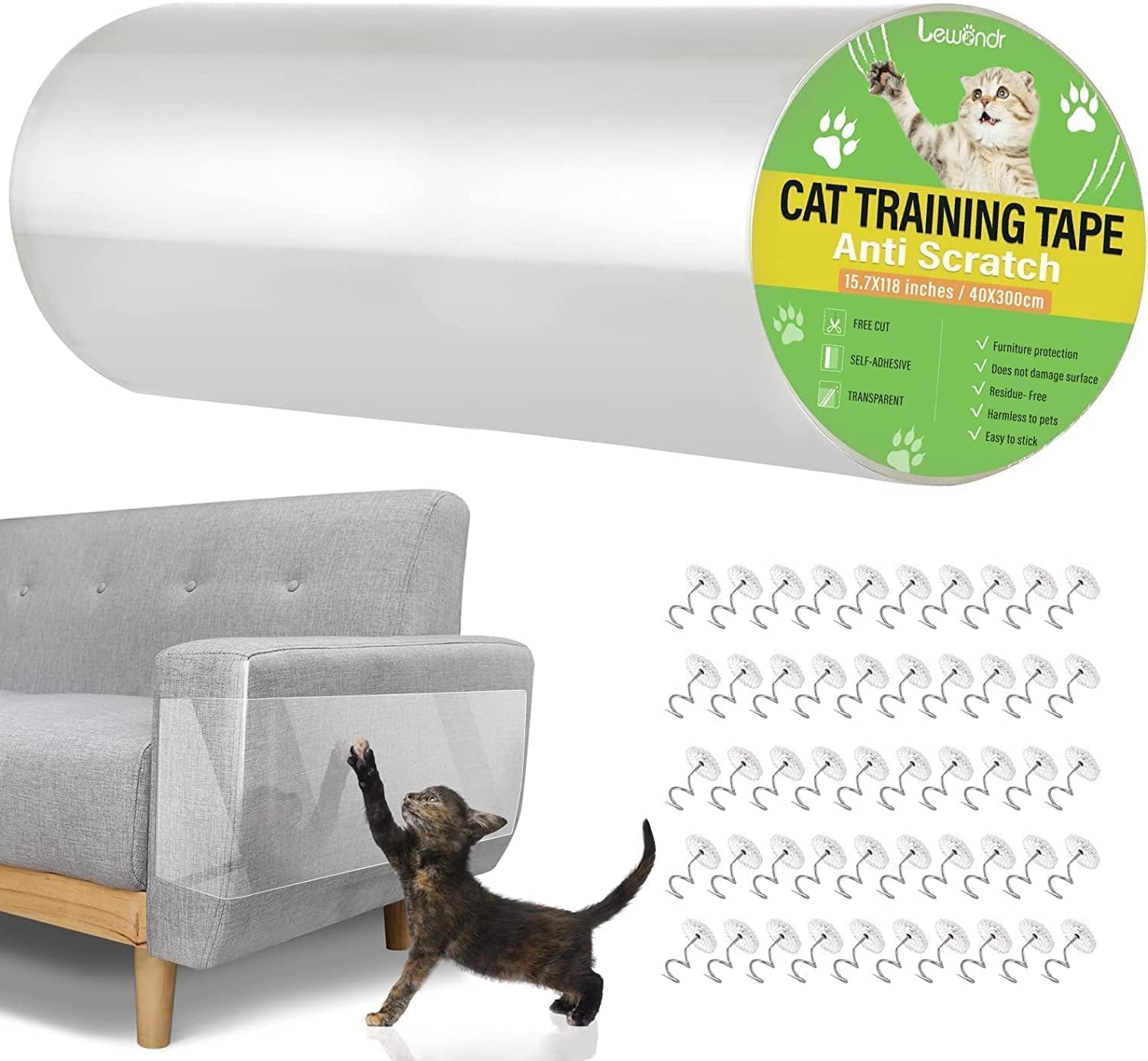 Lewondr Anti-Scratch Cat Scratching Deterrent, Unique Cat Scratch Furniture Prot...