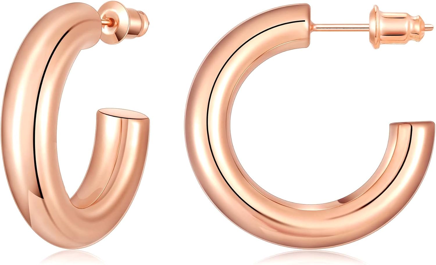 Gacimy Chunky Gold Hoop Earrings for Women 14K Real Gold Plated, 925 Sterling Si...