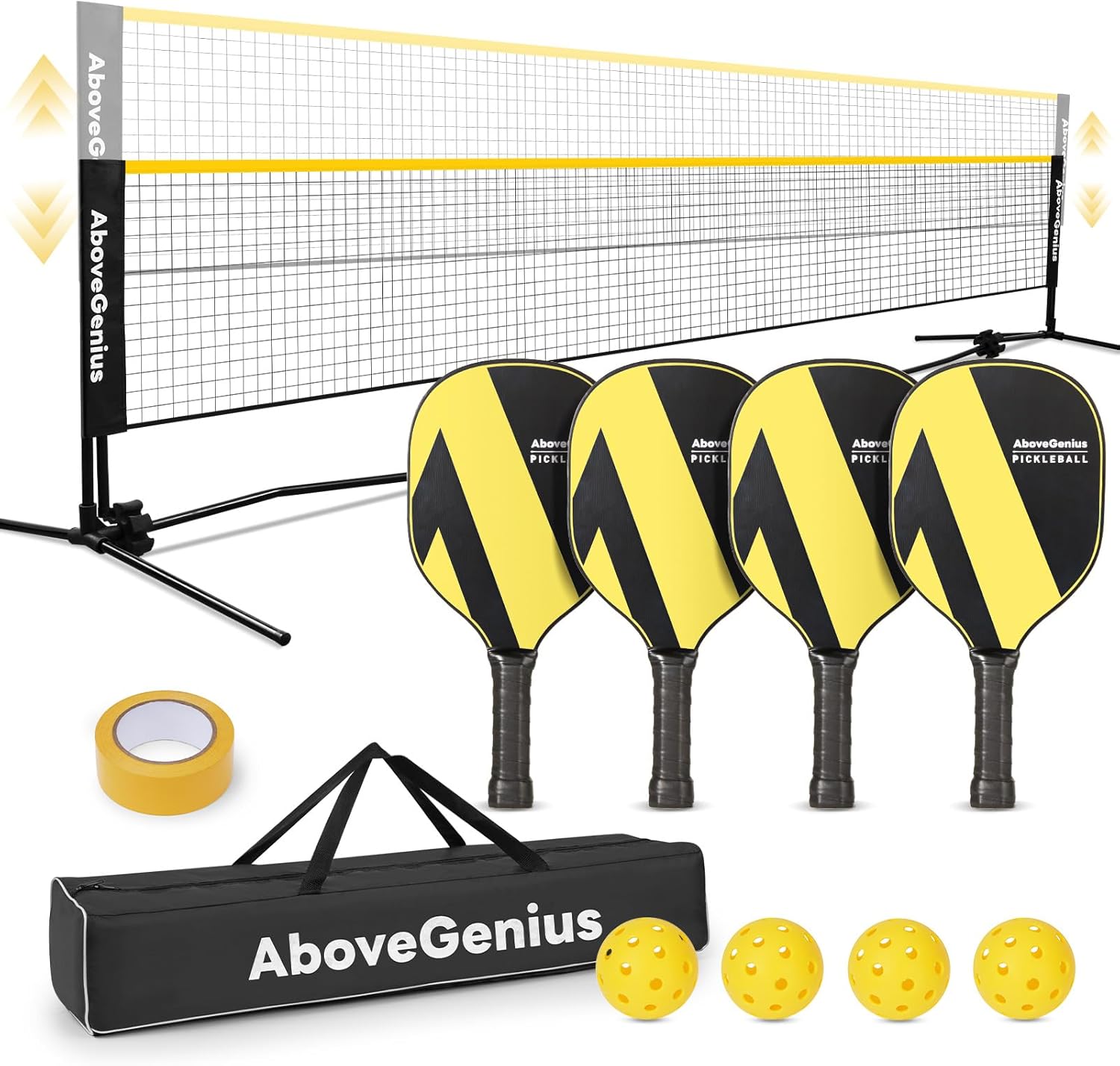 Pickleball Set with Net, Pickleball Paddles Set of 1 2 3 4, Portable Pickleball...