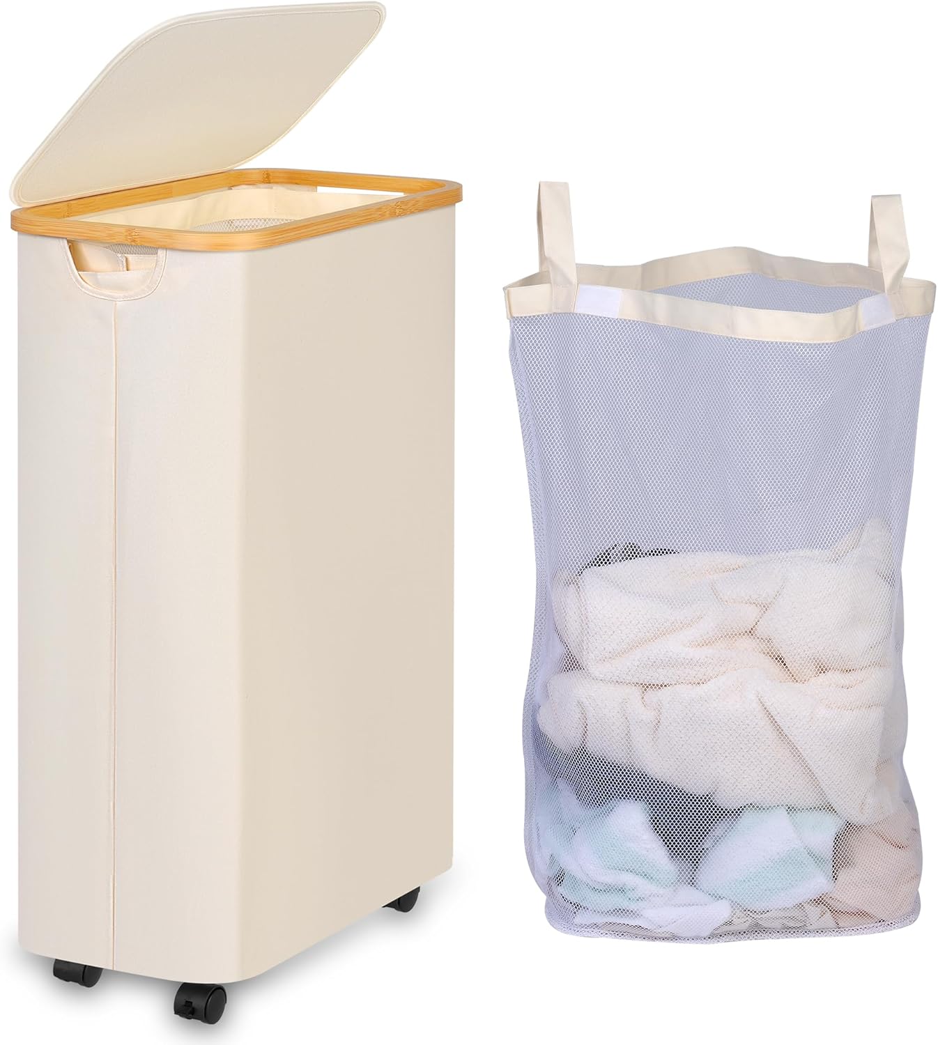 75L Laundry Hamper, Special Clothes Hamper with Wheels, Innovative Slim Laundry...
