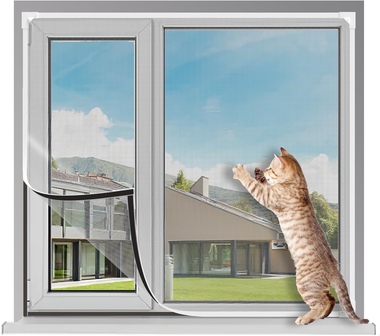 Adjustable DIY Magnetic Fly Screen, Special Window Mesh with Max 150x180cm (59"x...