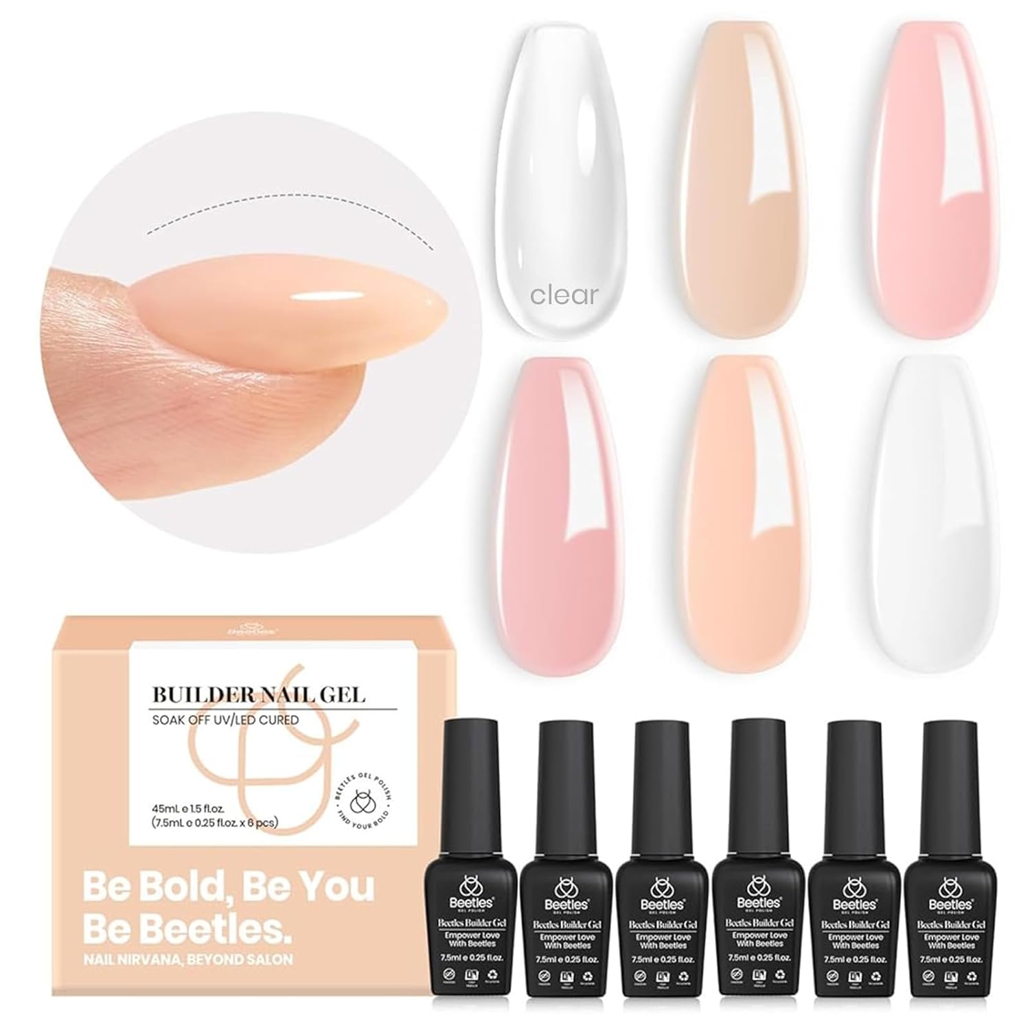 beetles Builder Gel 6 Colors 8 in 1 Strengthener G...