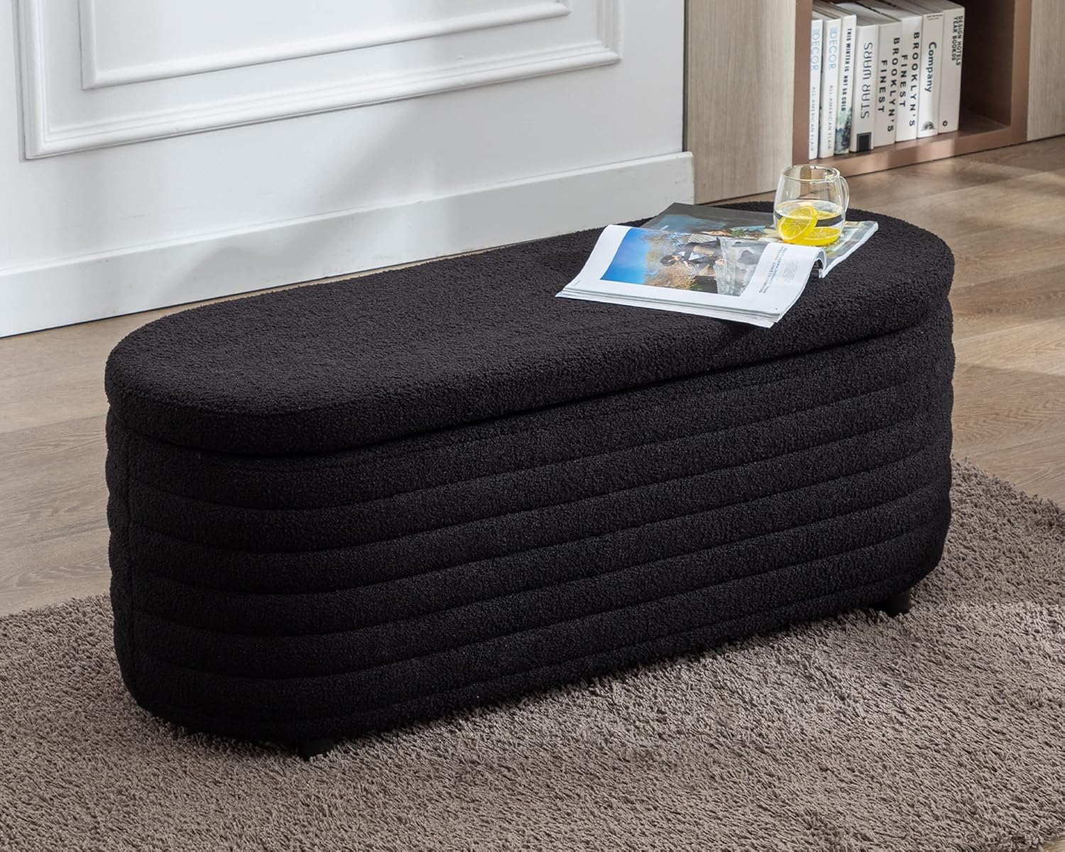 Storage Ottoman Bench, Special Upholstered Fabric...