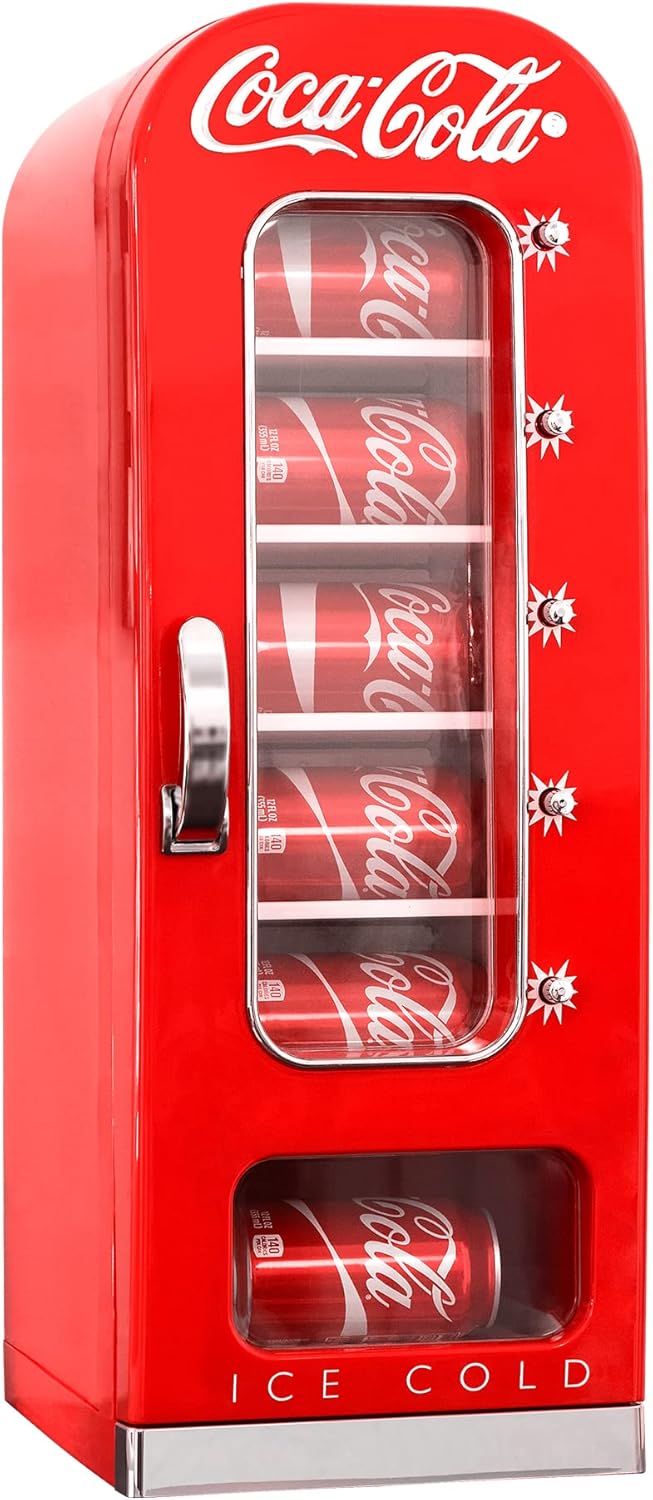 Coca Cola Mini Fridge For Bedrooms 5L Retro Vending Machine Style Cool Box 10 Ca...