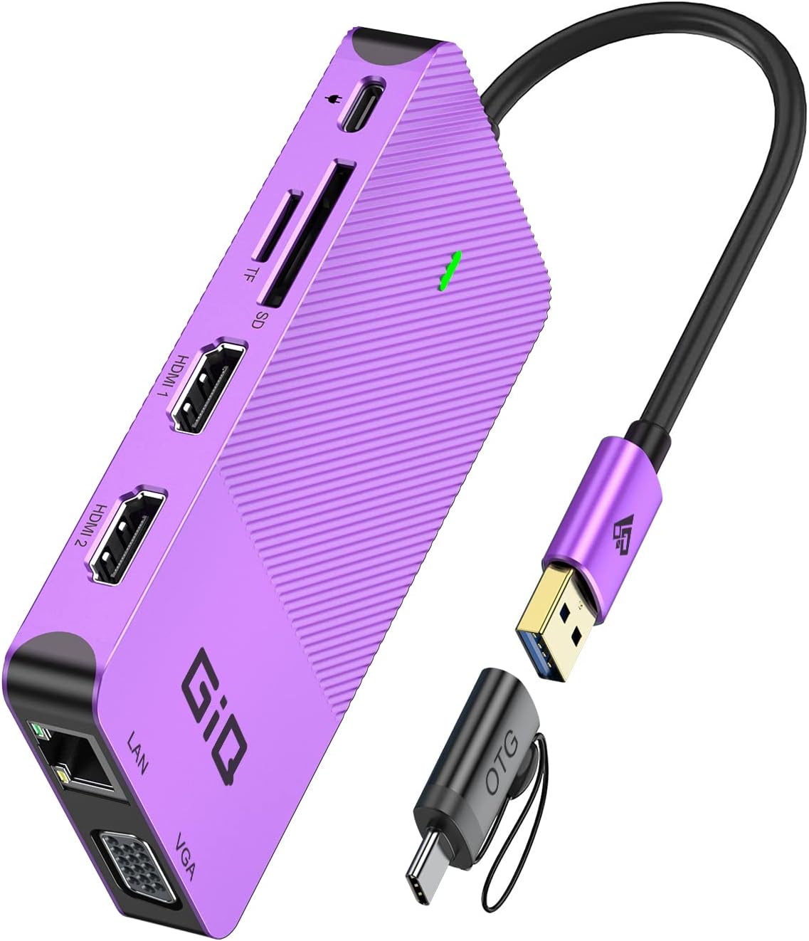 USB Docking Station GIQ USB C hub USB 3.0 to Dual...