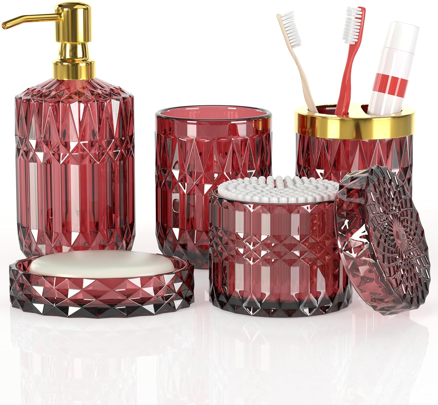 5Pcs Bathroom Accessories Set, Special Glass Soap Dispenser Set with Rust Proof...
