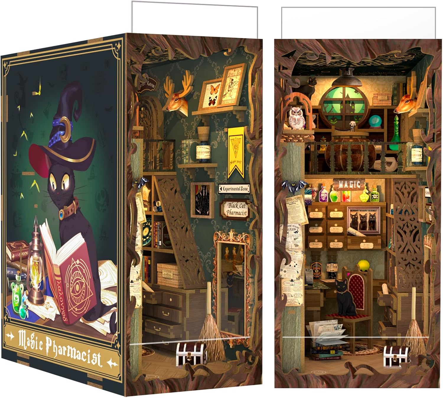 CUTEBEE Book Nook Kit, DIY Booknook Miniature House Tiny Magic House 3D Wooden P...