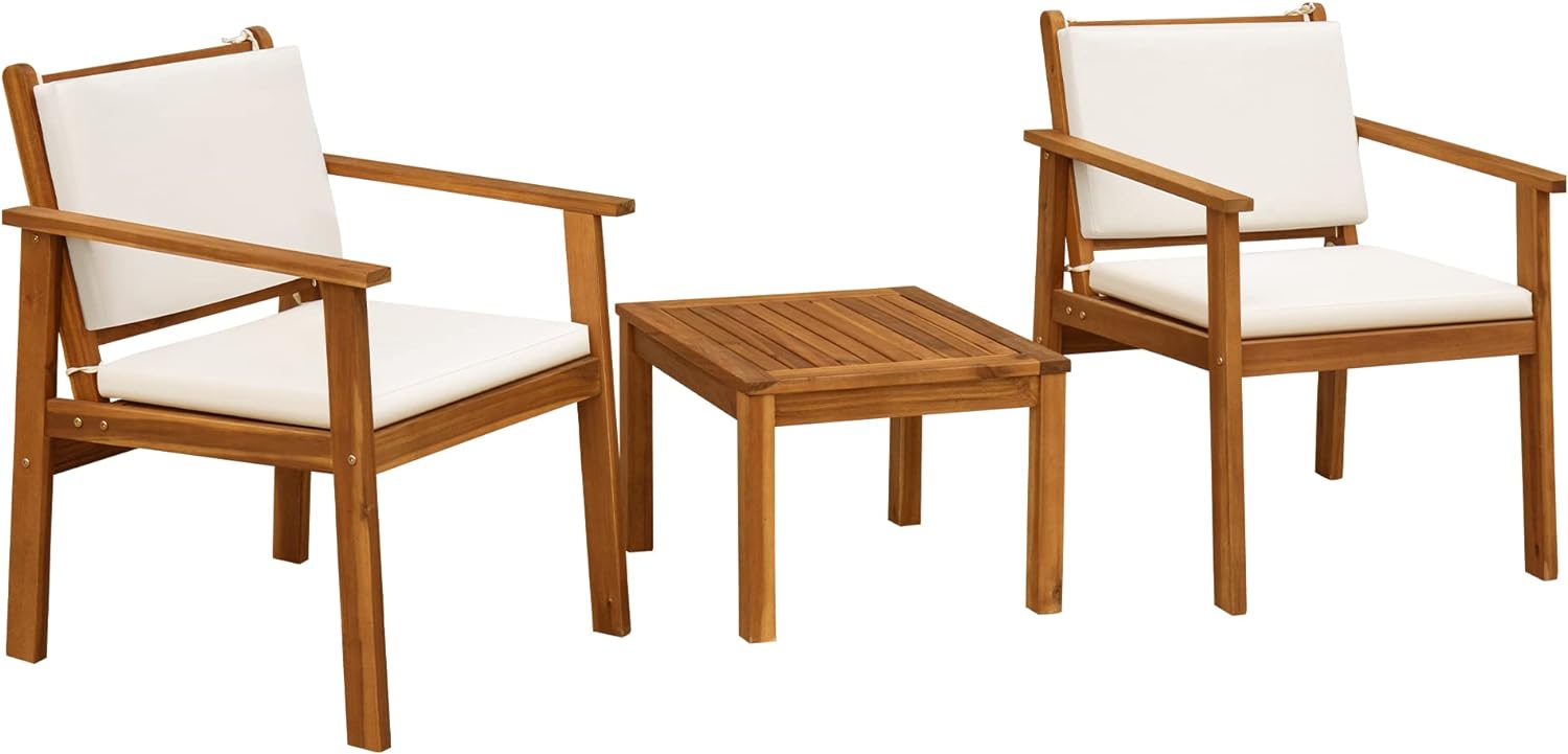 Flamaker Patio Chairs, Special Patio Furniture with 3 Piece Acacia Wood, Unique...