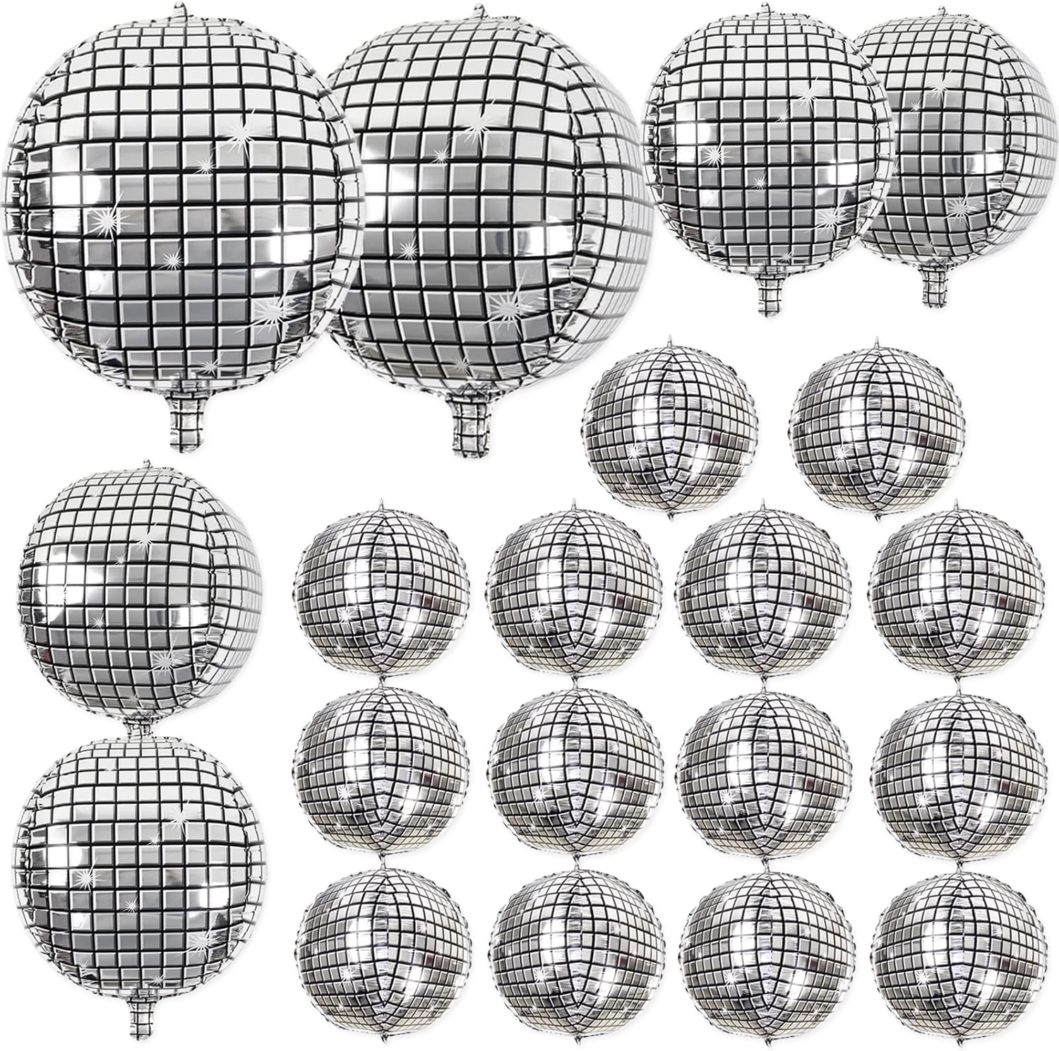 Disco Ball Balloons, Special 20Pcs Large Silver 4D Disco Balloons, Innovative As...