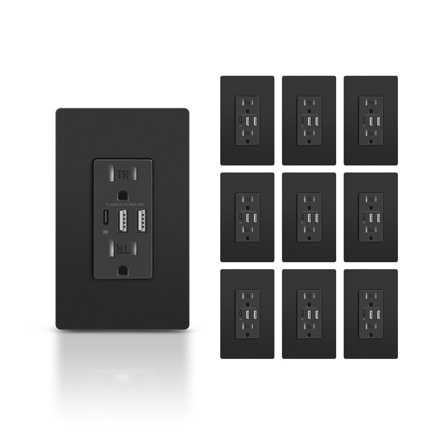 10 Pack USB Wall Outlet, Special Receptacle with USB C, High-Quality Wall Outlet...