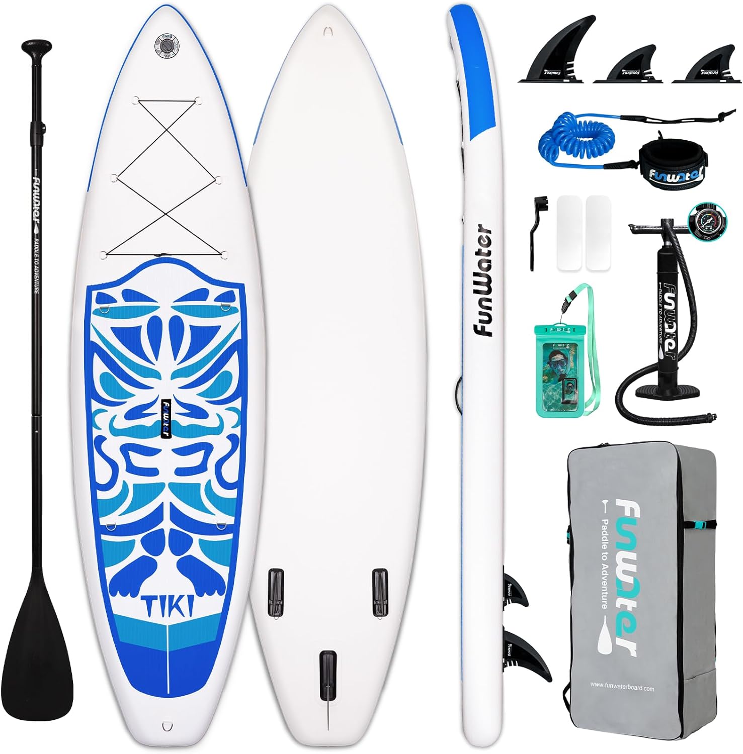 FunWater Inflatable Ultra-Light Stand Up Paddle Board for All Skill Levels with...