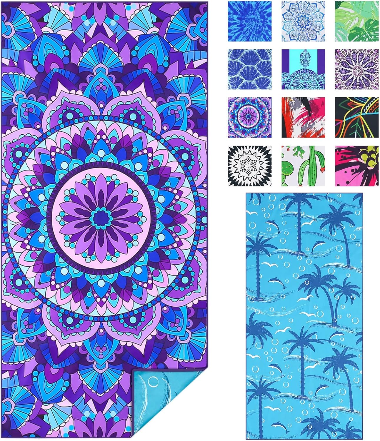 Microfiber Sand Free Beach Towel, High-Quality Thin Quick Dry Towel, Super Absor...