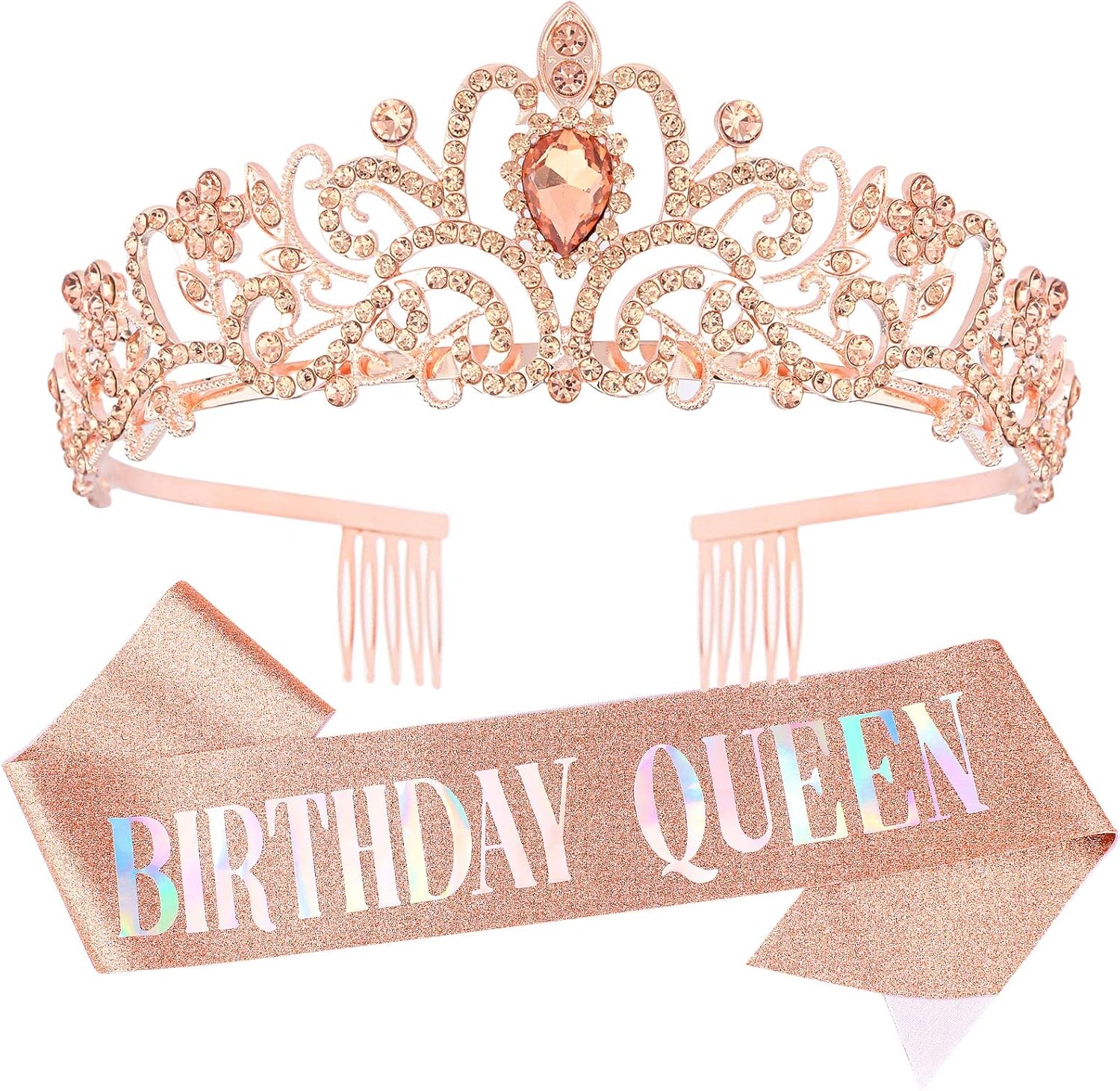 Tiara for Women Birthday, Tiara for Women AB Rhinestone, Happy Birthday Queen Ti...