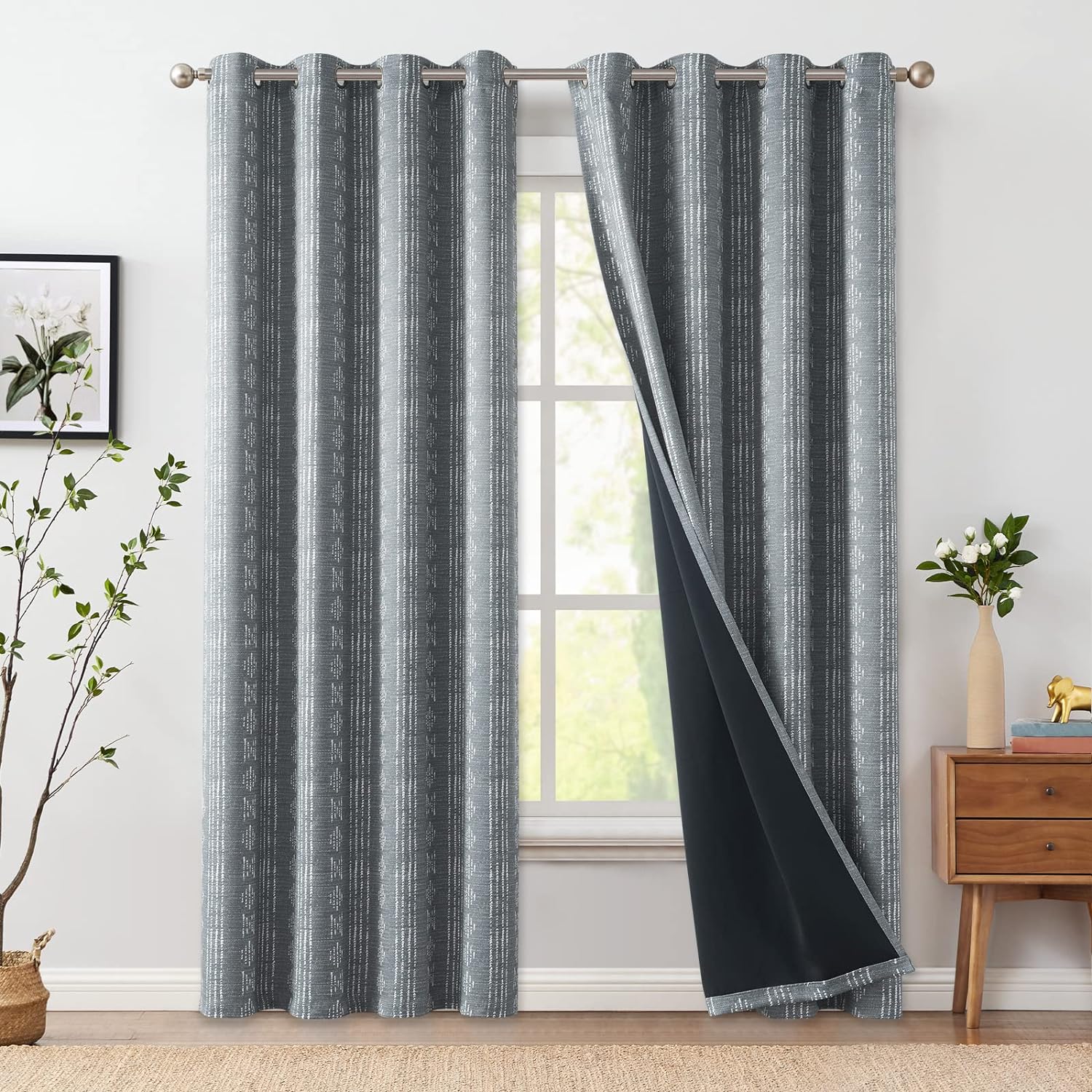 Jinchan 100% Blackout Boho Curtains, Special Curta...