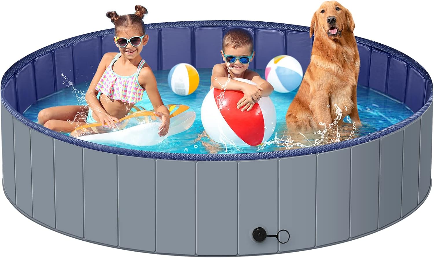 Dog Pool for Large Dogs, Special Kiddie Pool with Hard Plastic, Innovative Dog T...