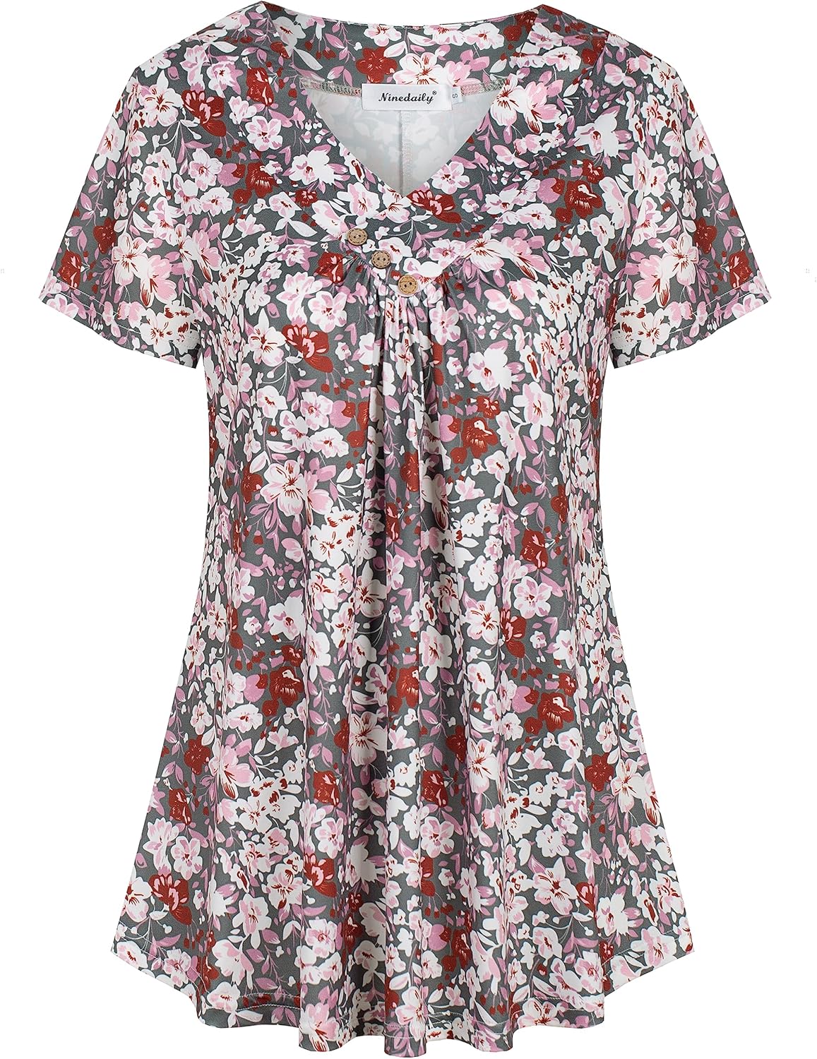 Ninedaily Women's Tunic Summer Short Sleeve Top Loose V Neck Dressy Shirt Blouse...