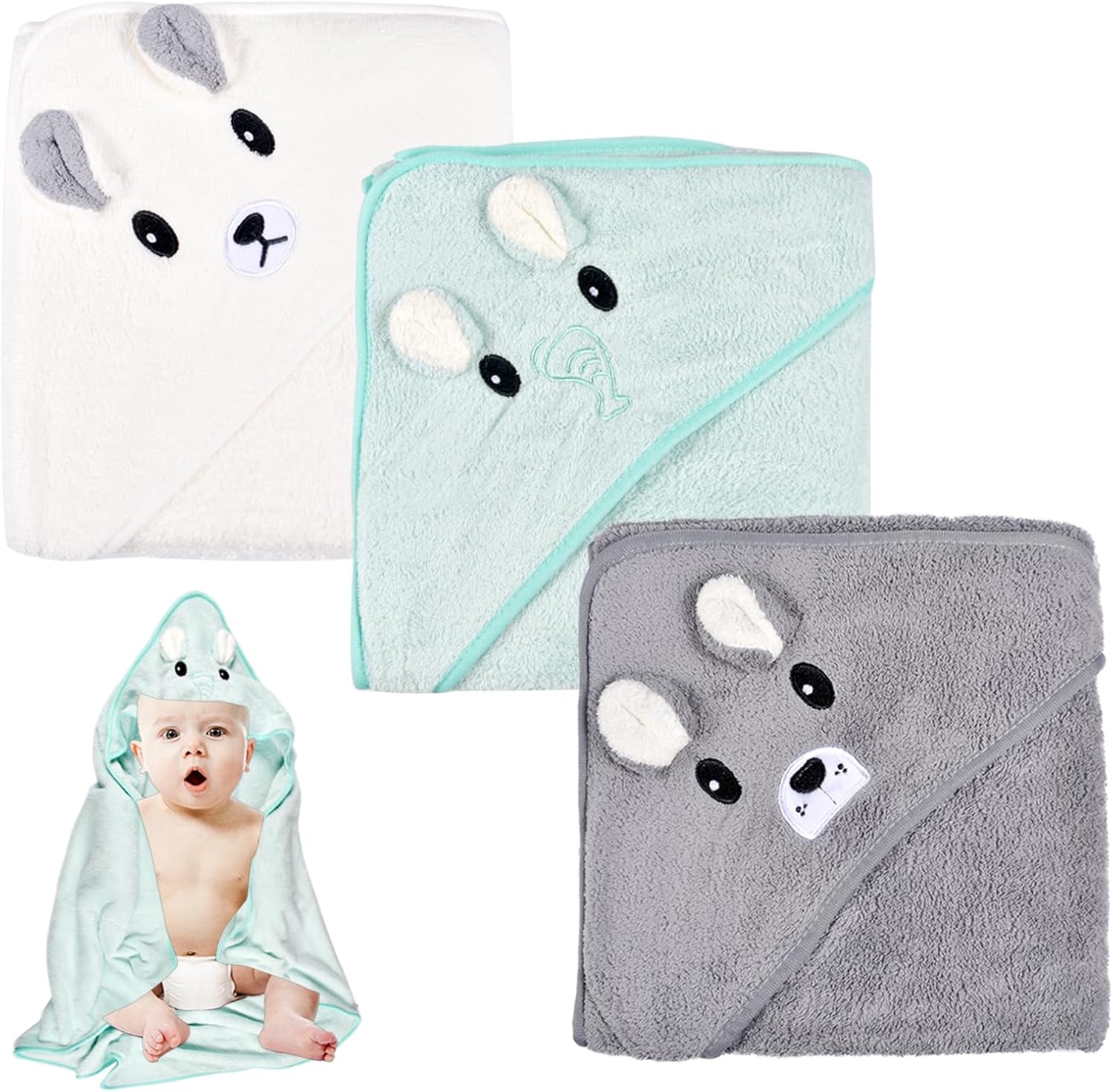 Funmo Hooded Towel, Special Baby Towel, Unique Baby Bath Towel with Hood, 80 x 8...