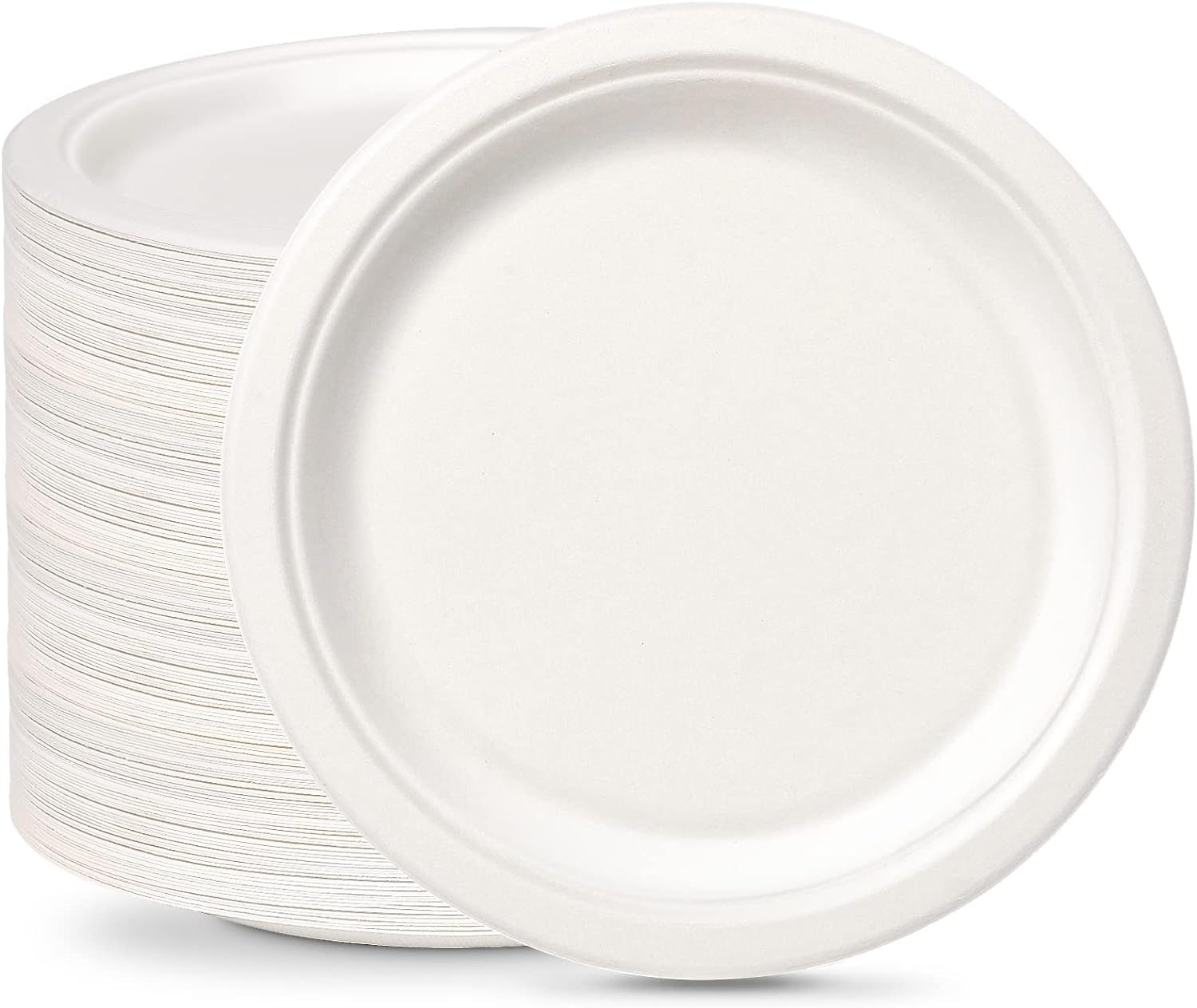 greensight Rigid Disposable Paper White Plates 100 Pack 9 inch - Eco-Friendly, S...