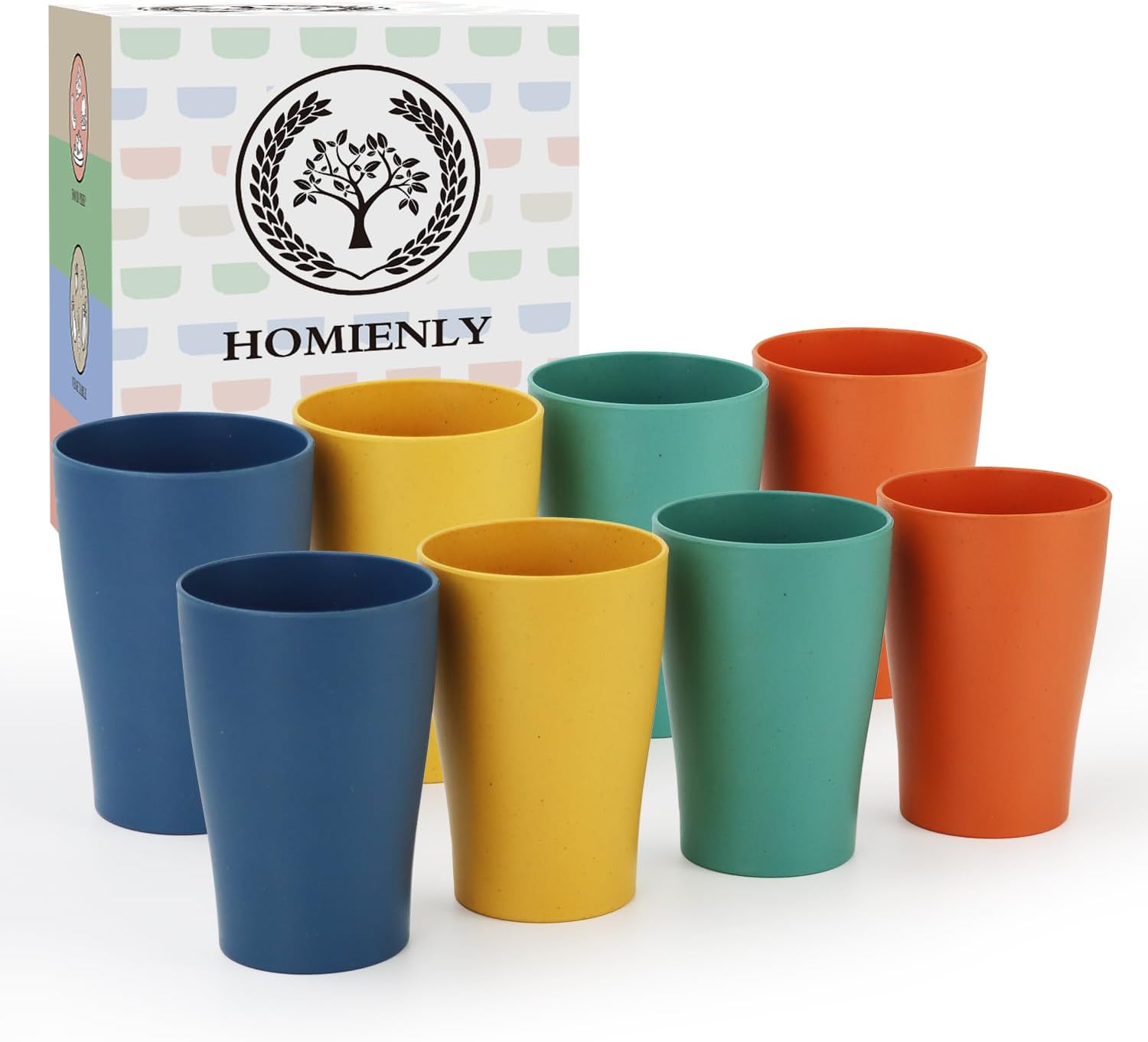Homienly Wheat Straw Cups Plastic Cups Set of 8 Unbreakable Drinking Cup Kids Cu...