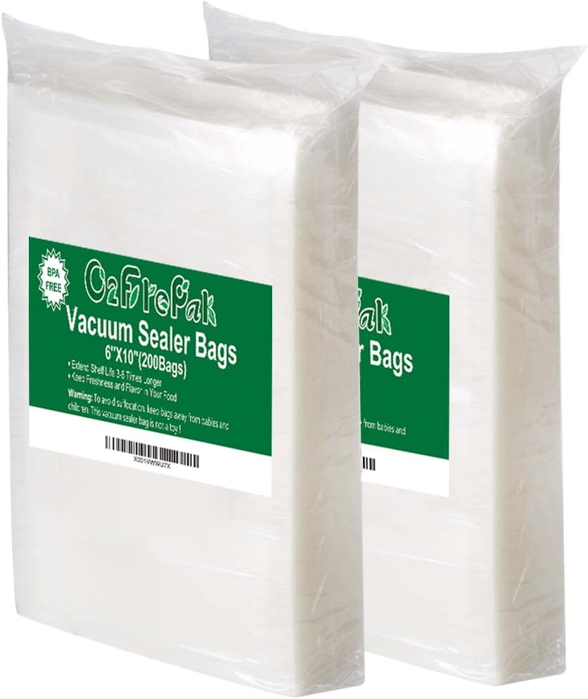 O2frepak 200 Pint 6" x 10" Vacuum Sealer Bags with BPA Free and Heavy Duty, Vacu...
