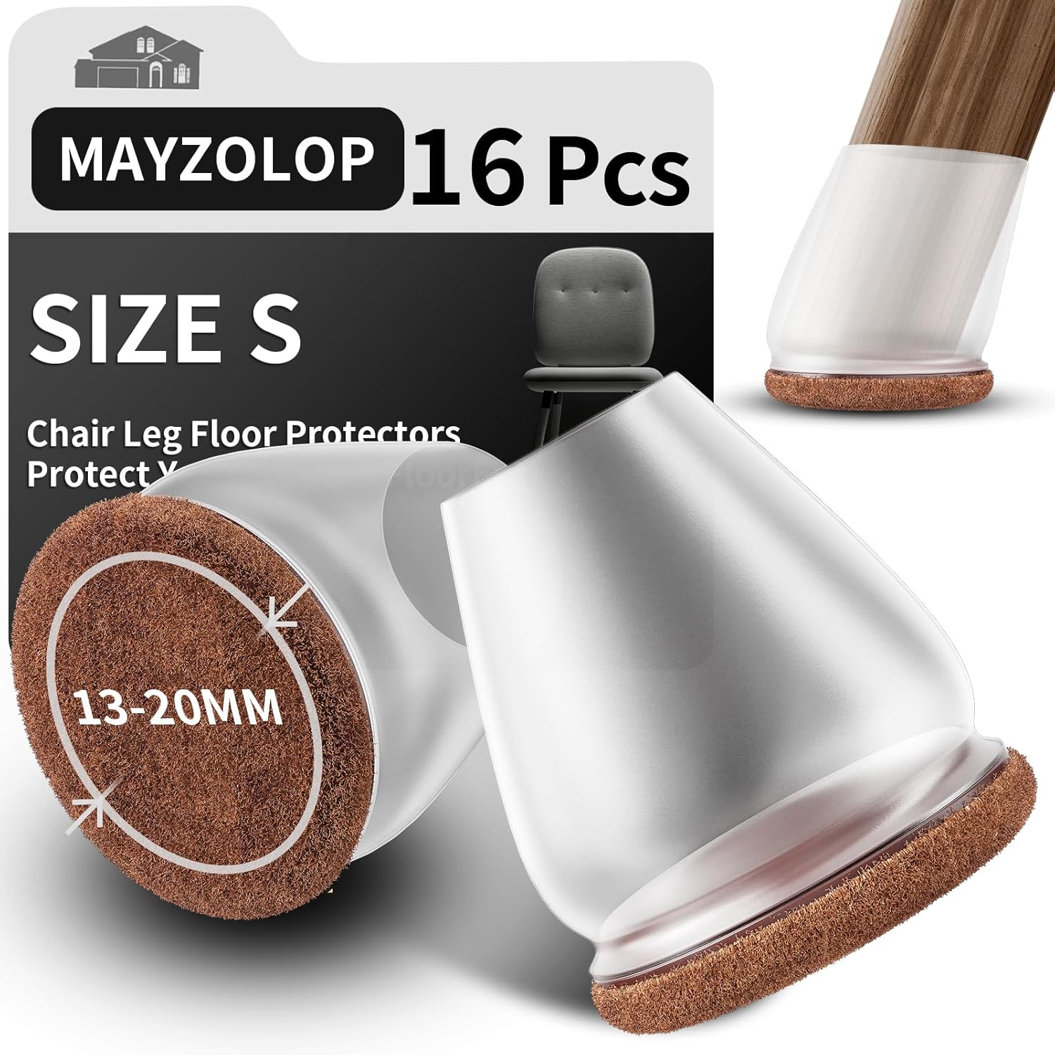 MAYZOLOP Chair Leg Floor Protectors, Special 16PCS Furniture Leg Caps, Affordabl...