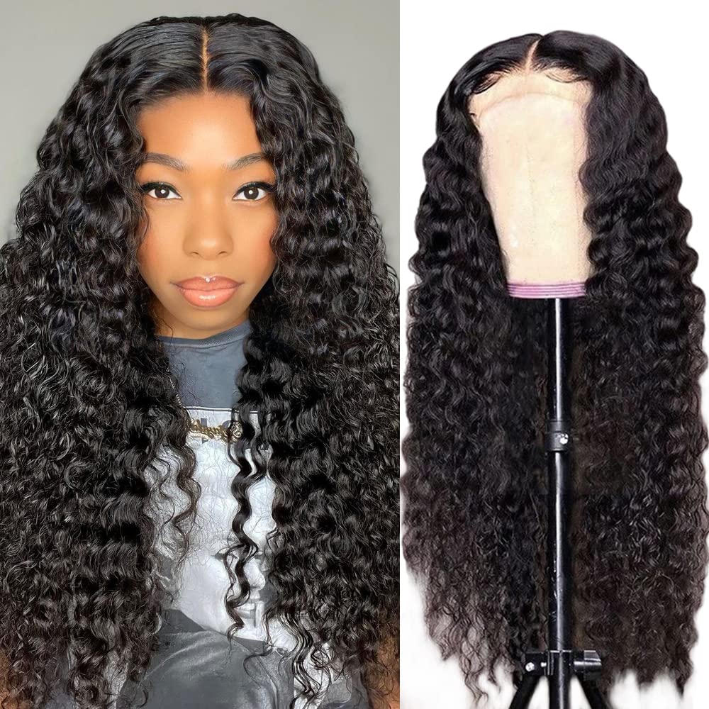 Bangjazz 4X4 Lace Front Wigs Human Hair Water Wave Wig 180% Density Brazilian Vi...