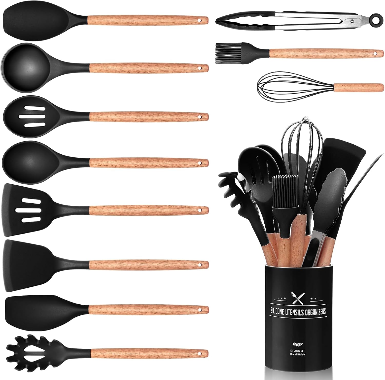 12 PCS Kitchen Utensil Set, Special Silicone Cooking Utensils with Holder, Innov...