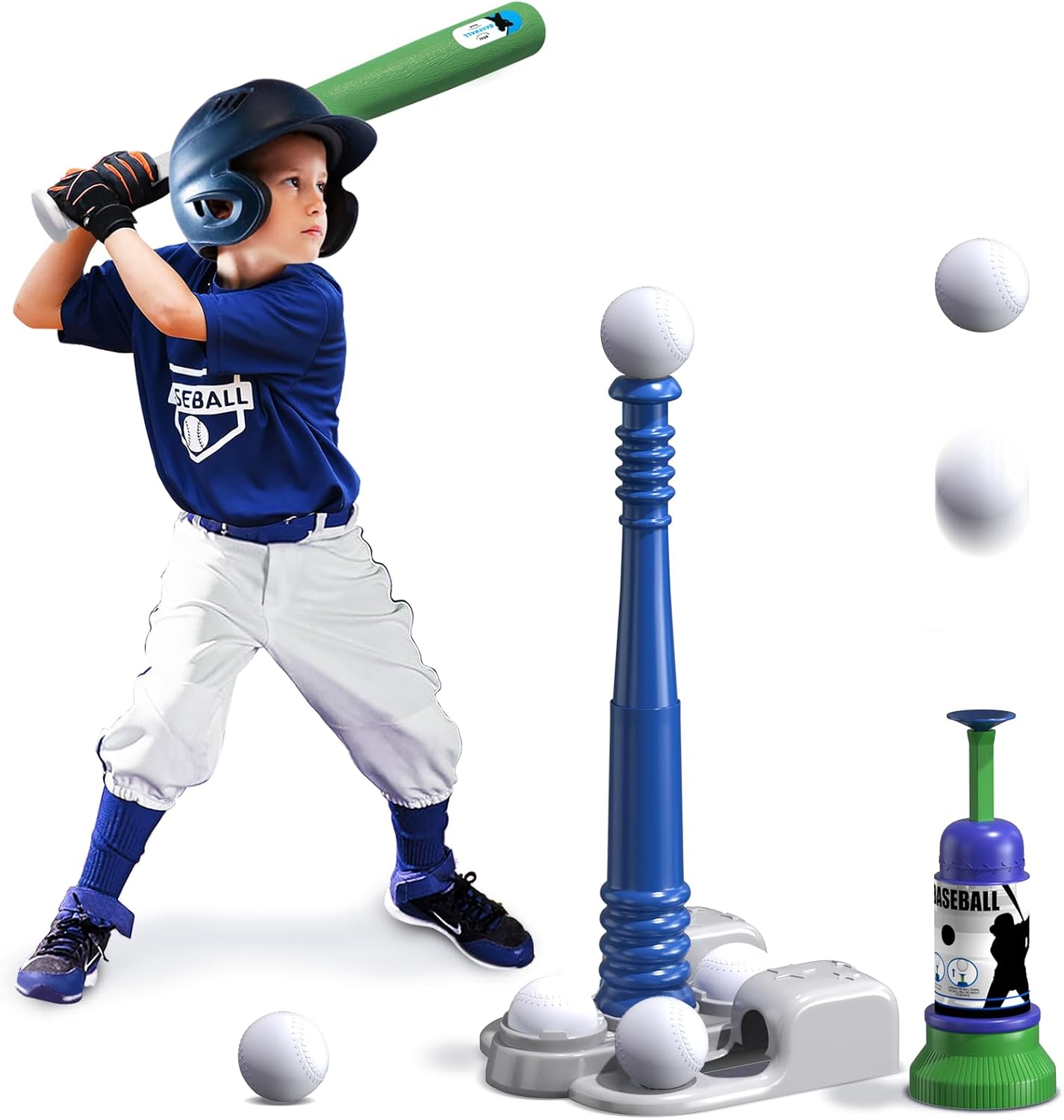 QDRAGON 2 in 1 T Ball Sets for Kids, Innovative Tee Ball Set with Automatic Pitc...