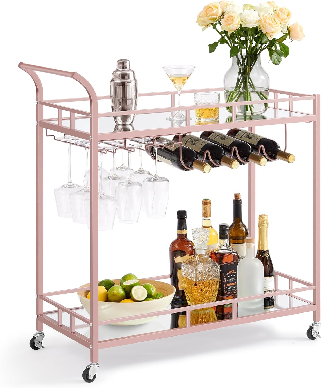 VASAGLE Bar Cart, Special Home Bar Serving Cart wi...