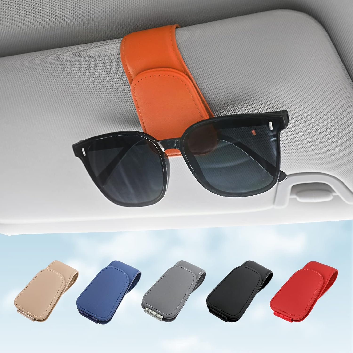 Sunglass Holder, Special Sunglasses Clip for Car Visor, Innovative Magnetic Leat...