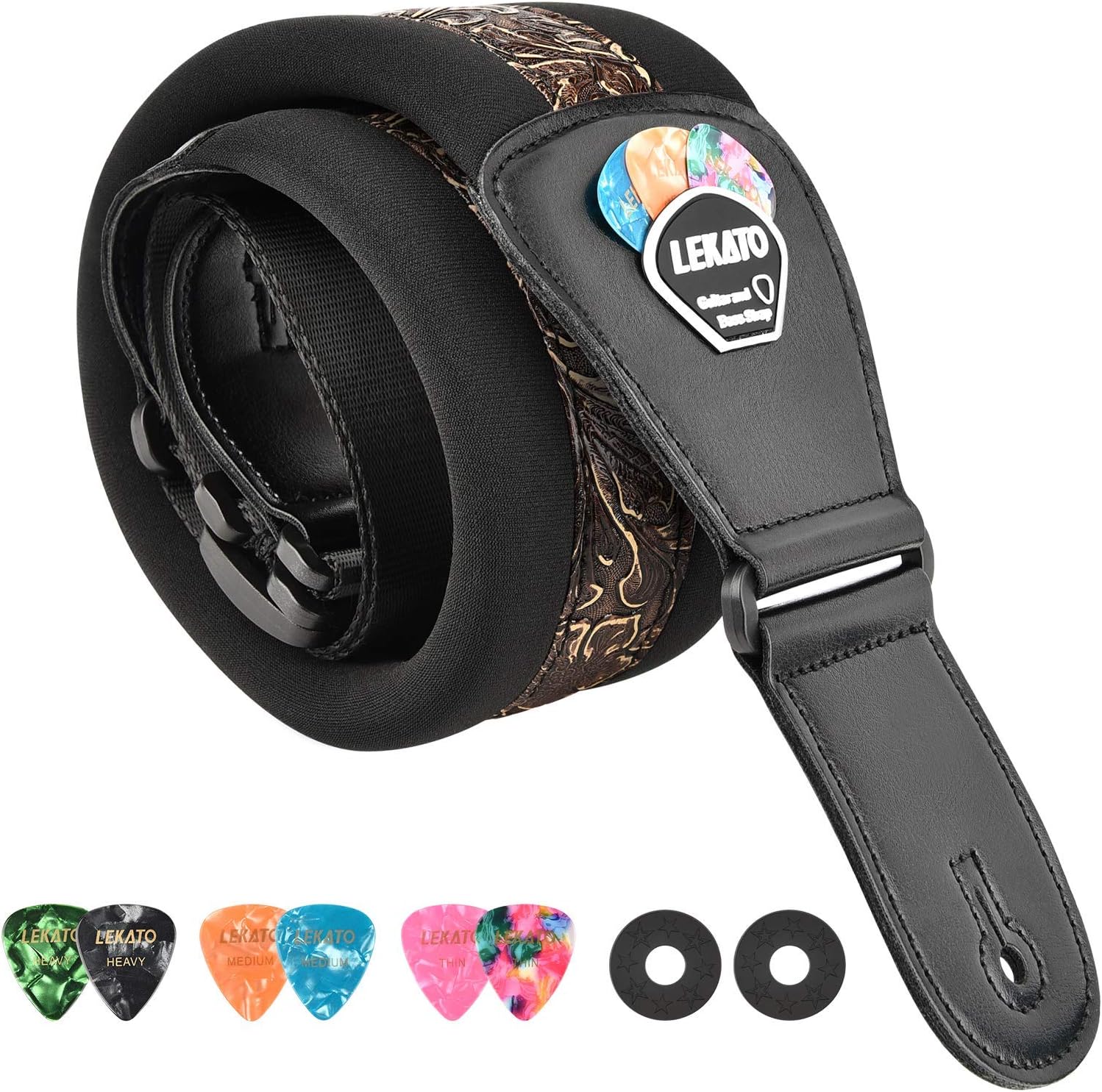 LEKATO Bass Guitar Strap, Special Guitar Accessory for Electric Guitar, High-Qua...