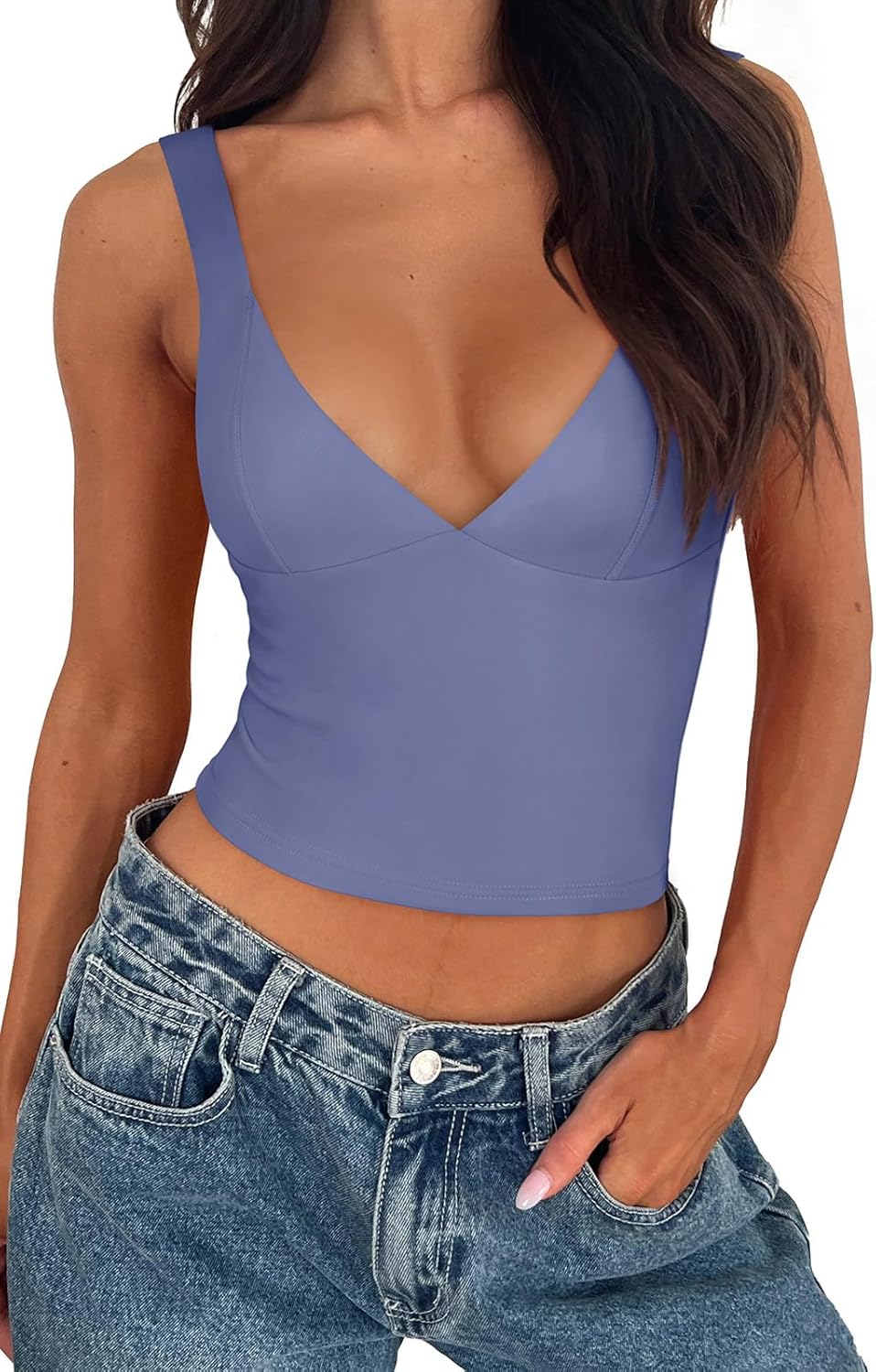 REORIA Women's Summer Top, Special Sexy Deep V Neck Tank Top, Innovative Sleevel...