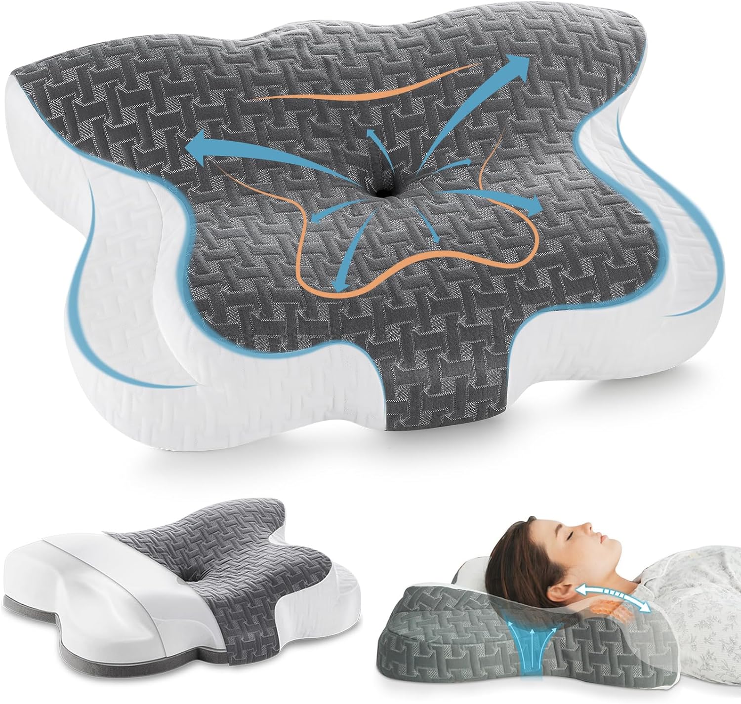 Elviros Cervical Memory Foam Pillow, Special Ergonomic Orthopedic Deep Sleep Nec...